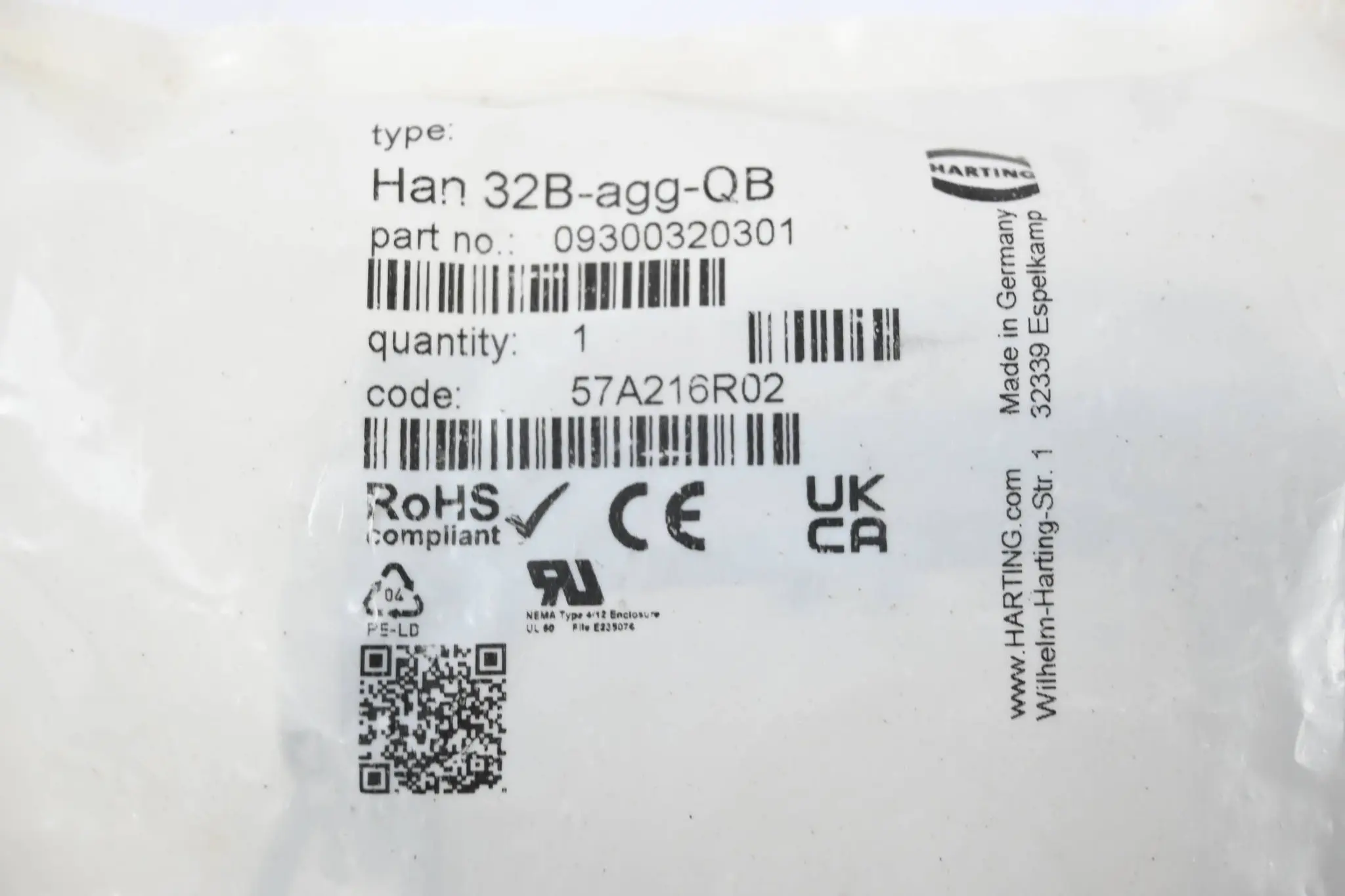 Produktfoto 1 von Harting Anbaugehäuse Han 32B-AGG-QB ( 09300320301 )