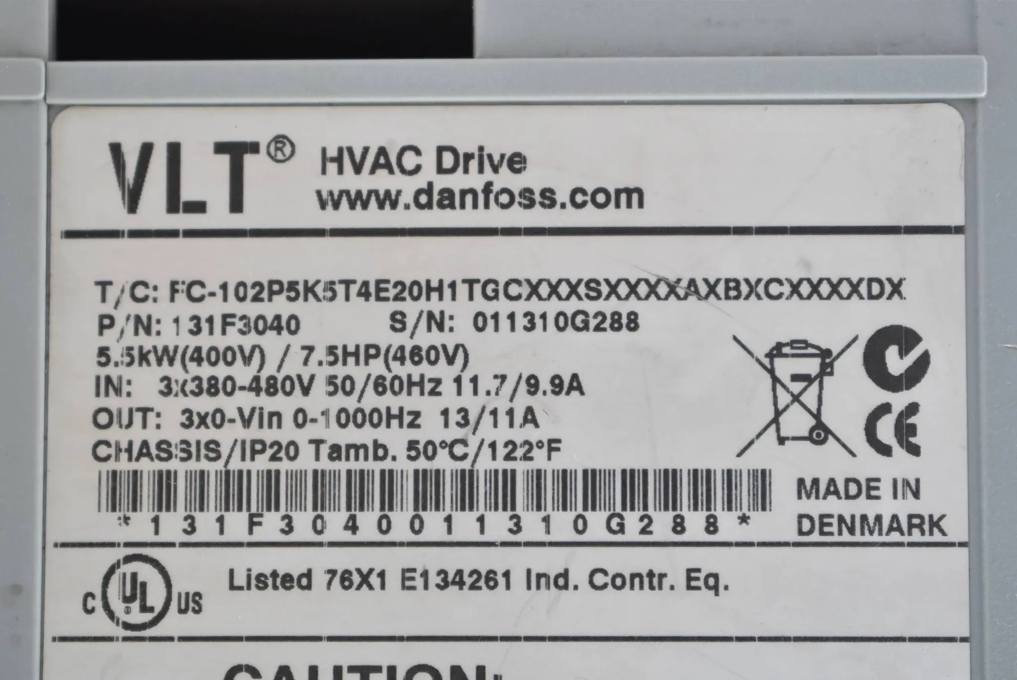 Produktfoto 1 von Danfoss VLT Umrichter FC-102P5K5T4E20H1TGCXXXSXXXXAXBXCXXXXDX ( 131F3040 ) 5,5kW