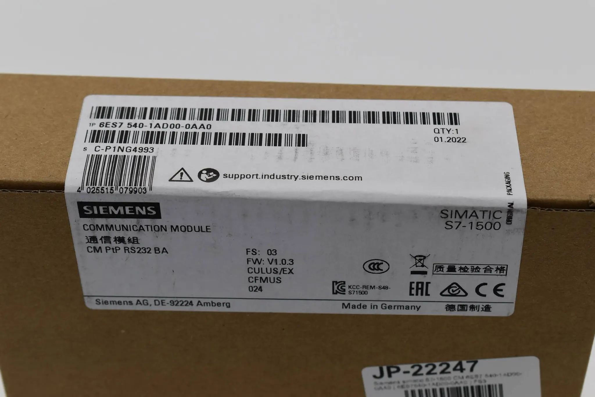 Produktfoto 1 von Siemens simatic S7-1500 CM 6ES7 540-1AD00-0AA0 ( 6ES7540-1AD00-0AA0 ) FS3