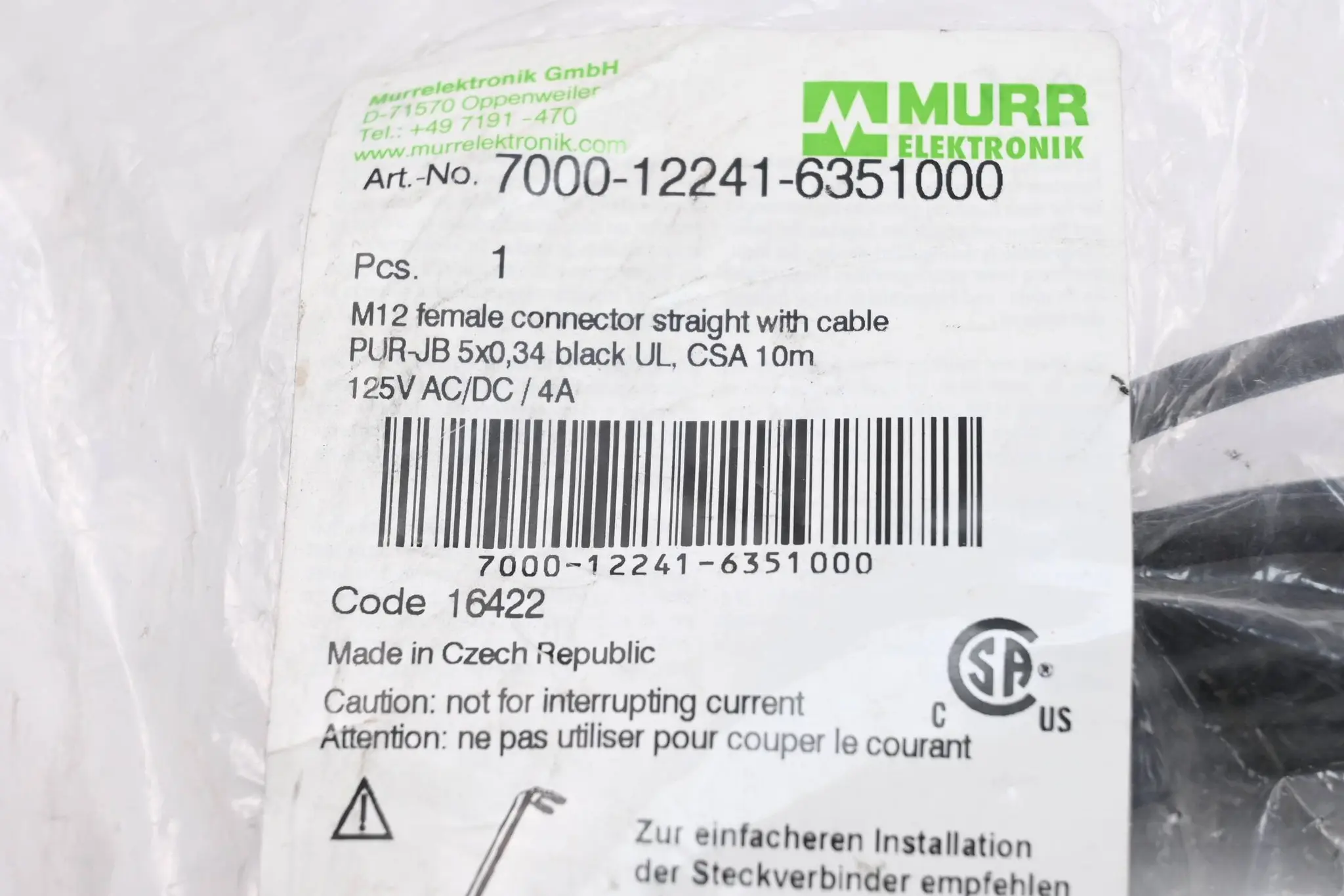 Produktfoto 1 von Murr Elektronik Sensor-/Aktorleitung 7000-12241-6351000 ( 10,0m )