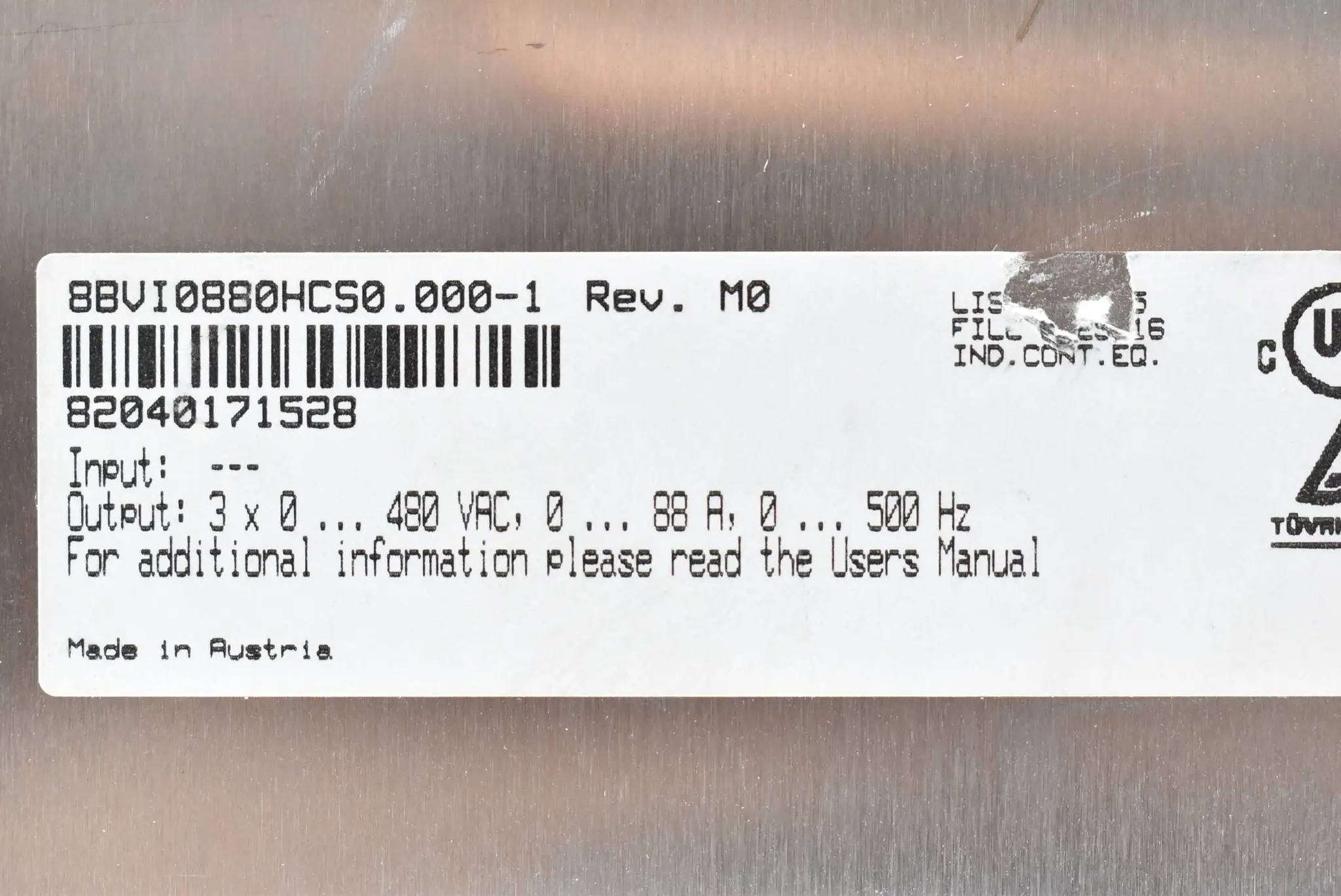 Produktfoto 1 von B&R Automation ACOPOSmulti Wechselrichtermodul 8BVI0880HCS0.000-1 Rev. M0