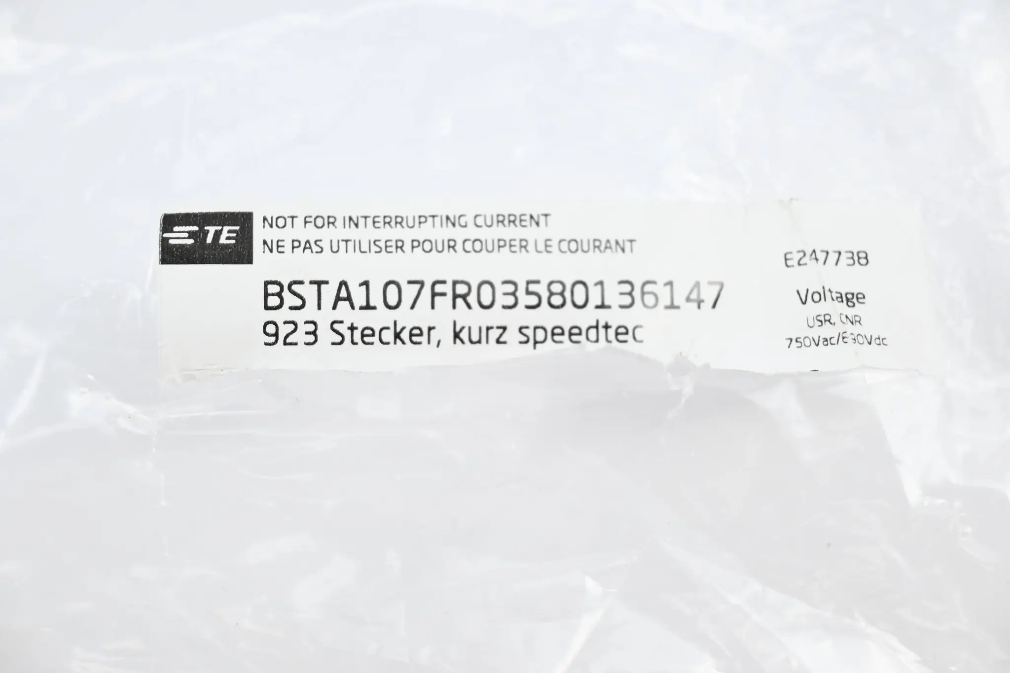 Produktfoto 1 von TE Connectivity 923 Stecker kurz speedtec BSTA107FR03580136147