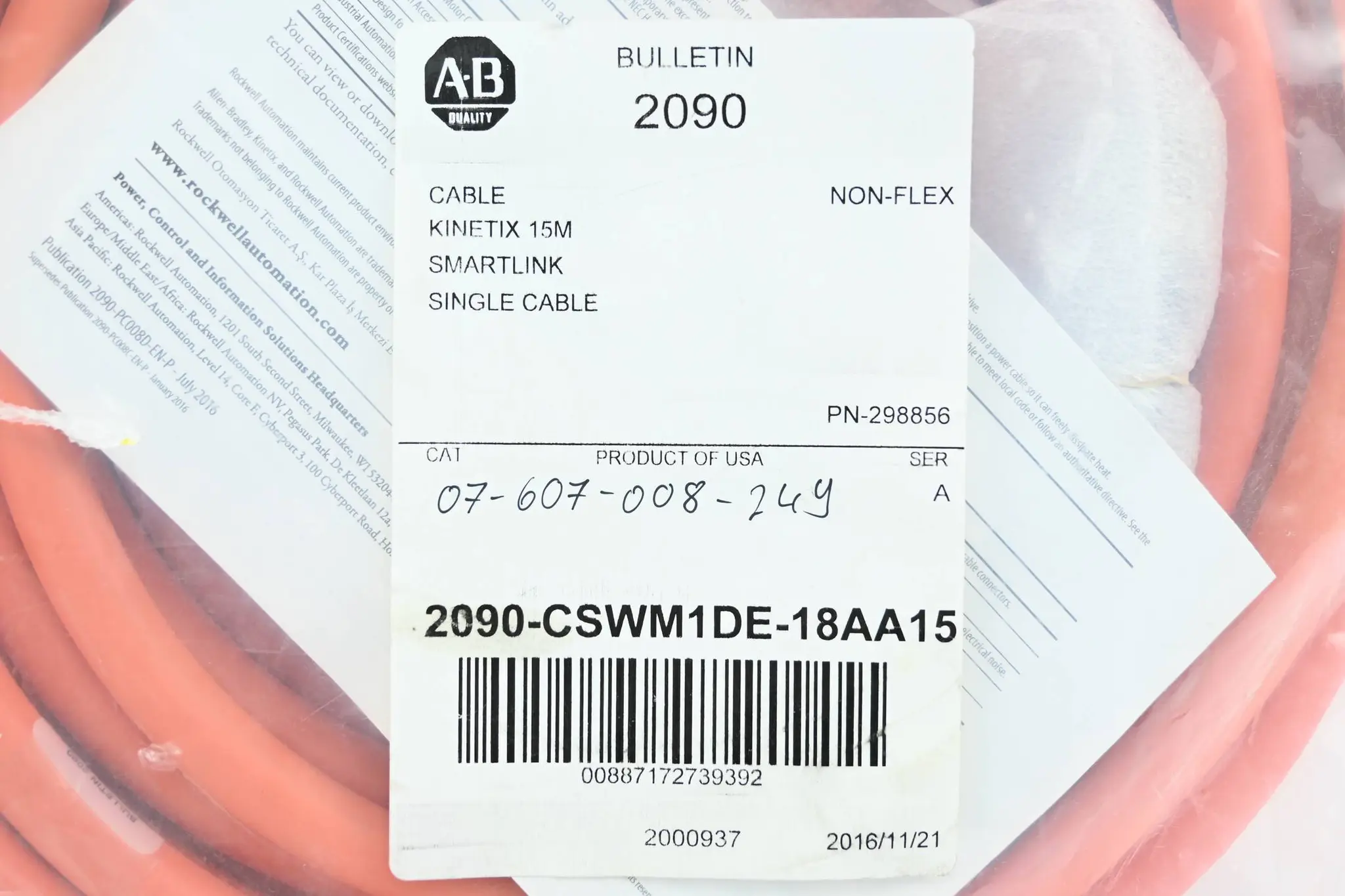 Produktfoto 1 von Allen Bradley Kinetix Smartlink Kabel 2090-CSWM1DE-18AA15 ( 15 Meter )
