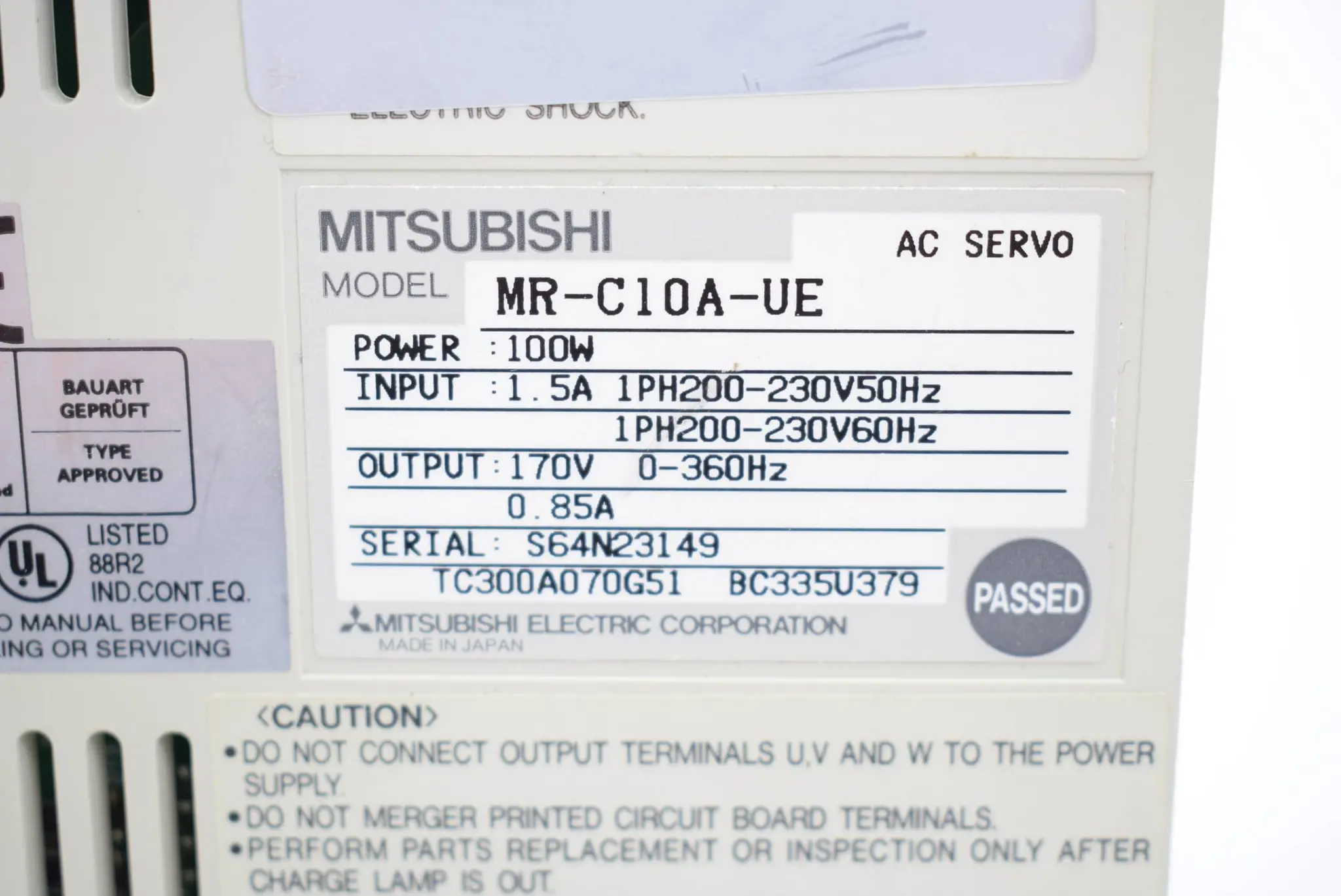 Produktfoto 1 von Mitsubishi Melservo Servoantrieb MR-C10A-UE