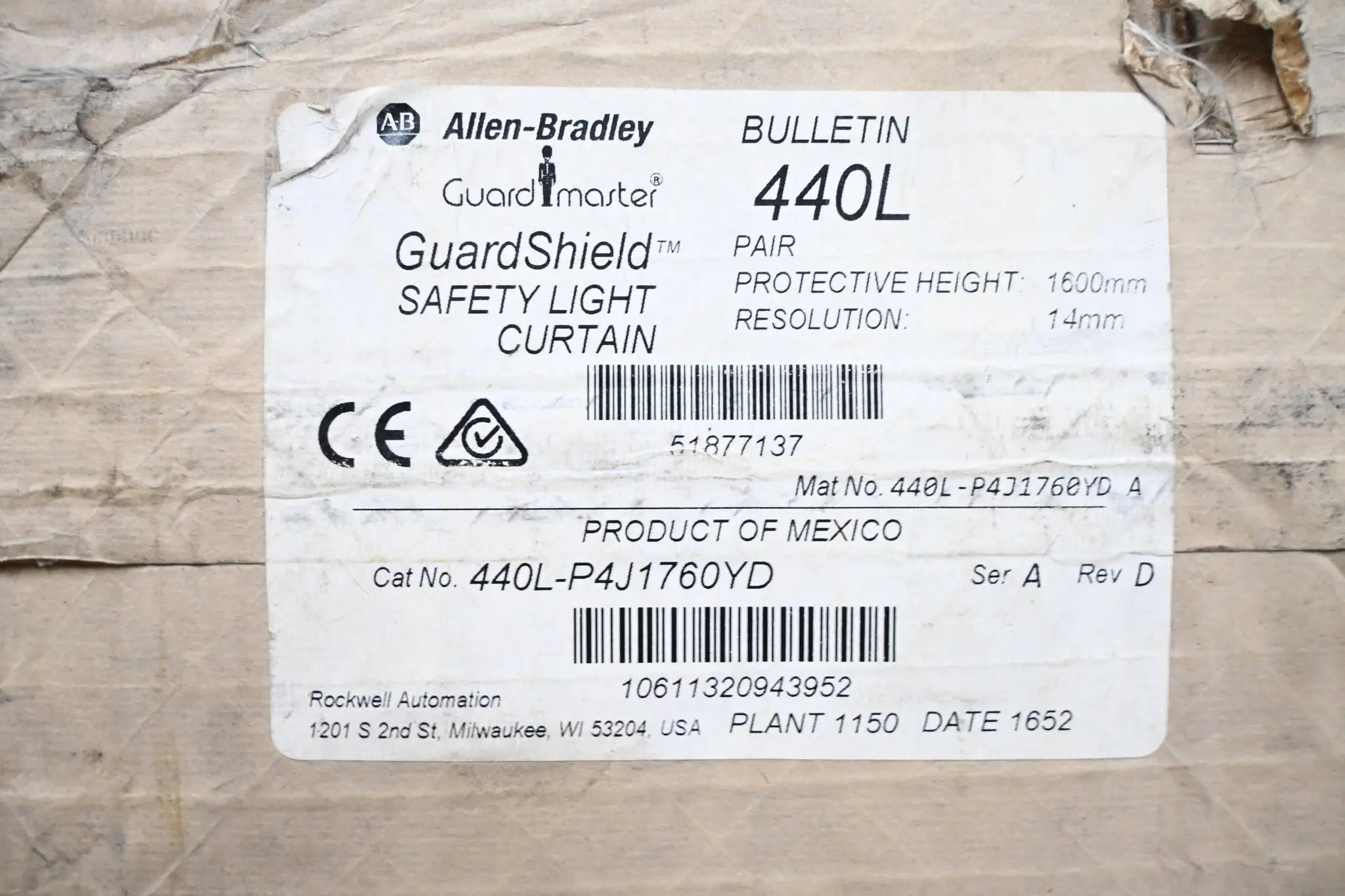 Produktfoto 1 von Allen Bradley Sicherheits-Lichtvorhang 440L-P4J1760YD