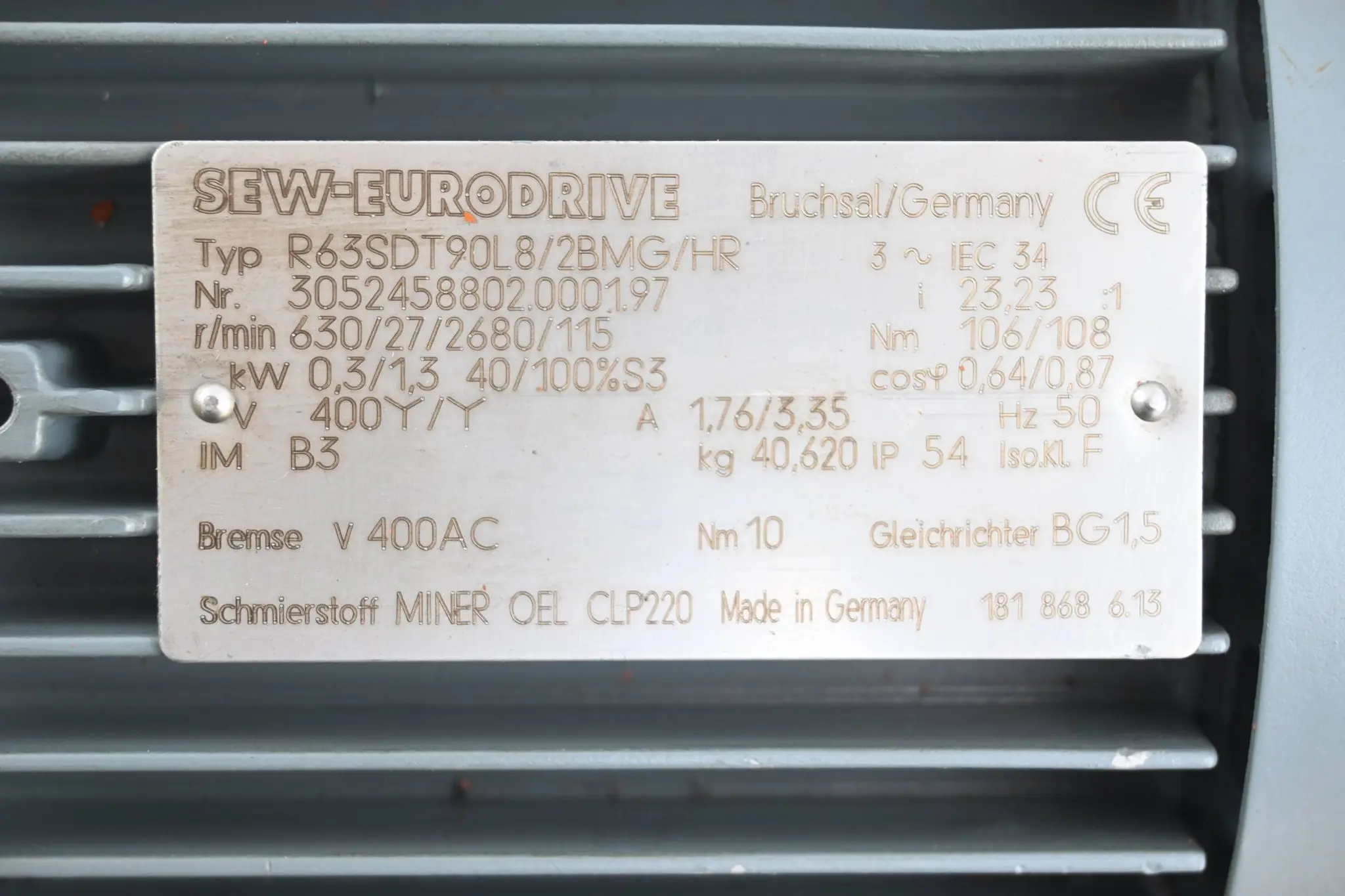 Produktfoto 1 von SEW Eurodrive Getriebemotor R63SDT90L8/2BMG/HR ( R63 SDT90L8/2BMG/HR )