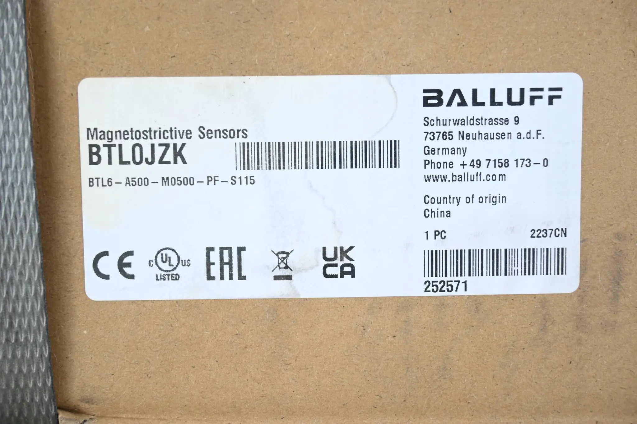 Produktfoto 1 von Balluff Magnetostriktives Positionsmesssystem BTL0JZK / BTL6-A500-M0500-PF-S115