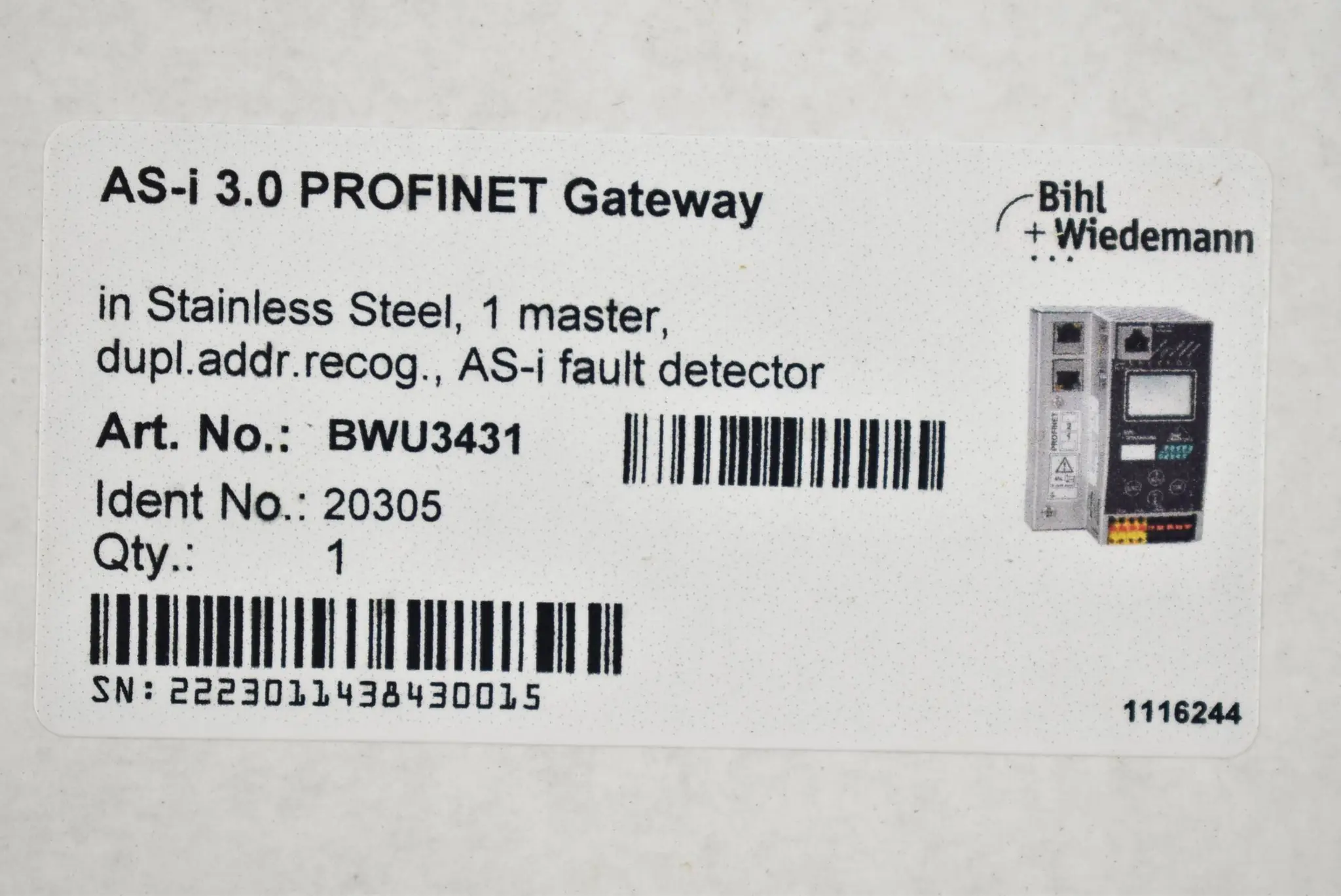 Produktfoto 1 von Bihl + Wiedemann ASi-3 Profinet Gateway in Edelstahl BWU3431 ( 20305 )