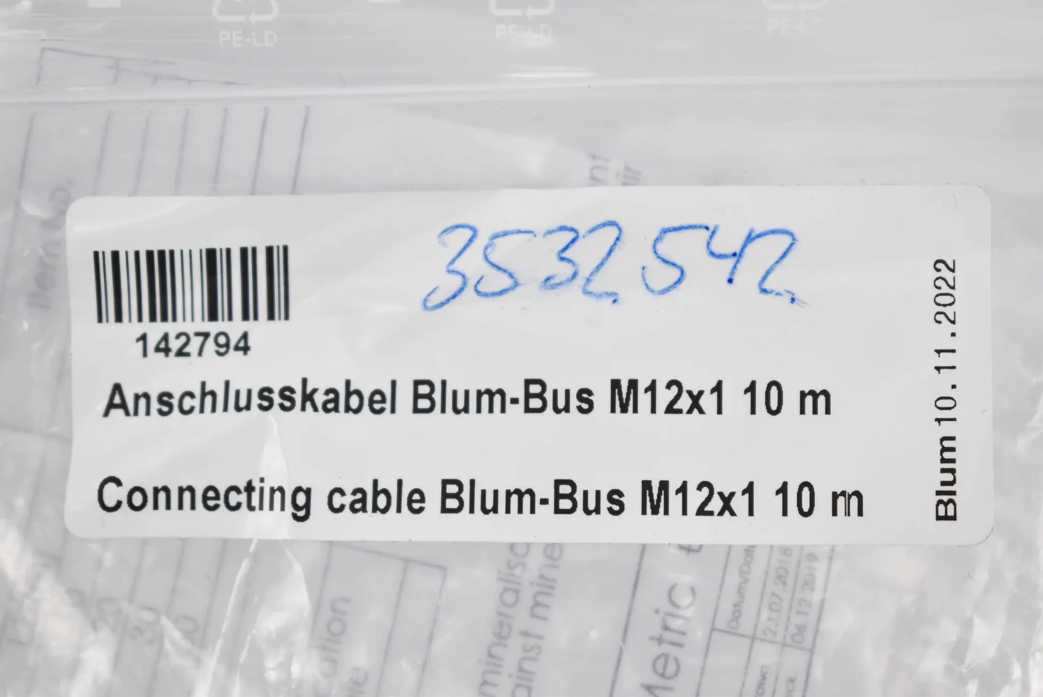 Produktfoto 1 von Blum Anschlusskabel Blum-Bus M12x1 ( 142794 ) 10m