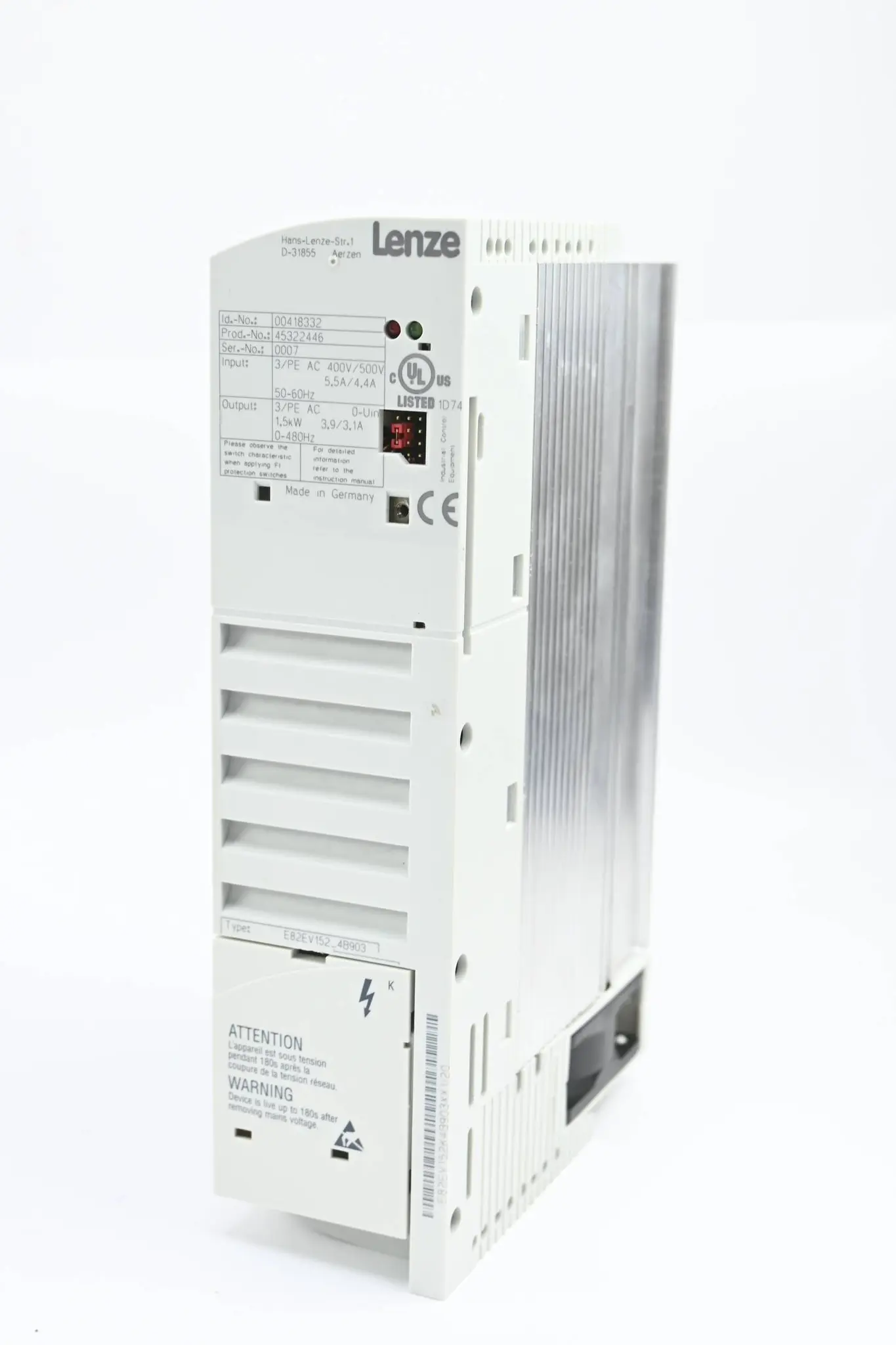 Produktfoto 1 von Lenze Umrichter E82EV152_4B903 E82EV152K4B903 ( 00418332 ) E82EV152K4B903XX120