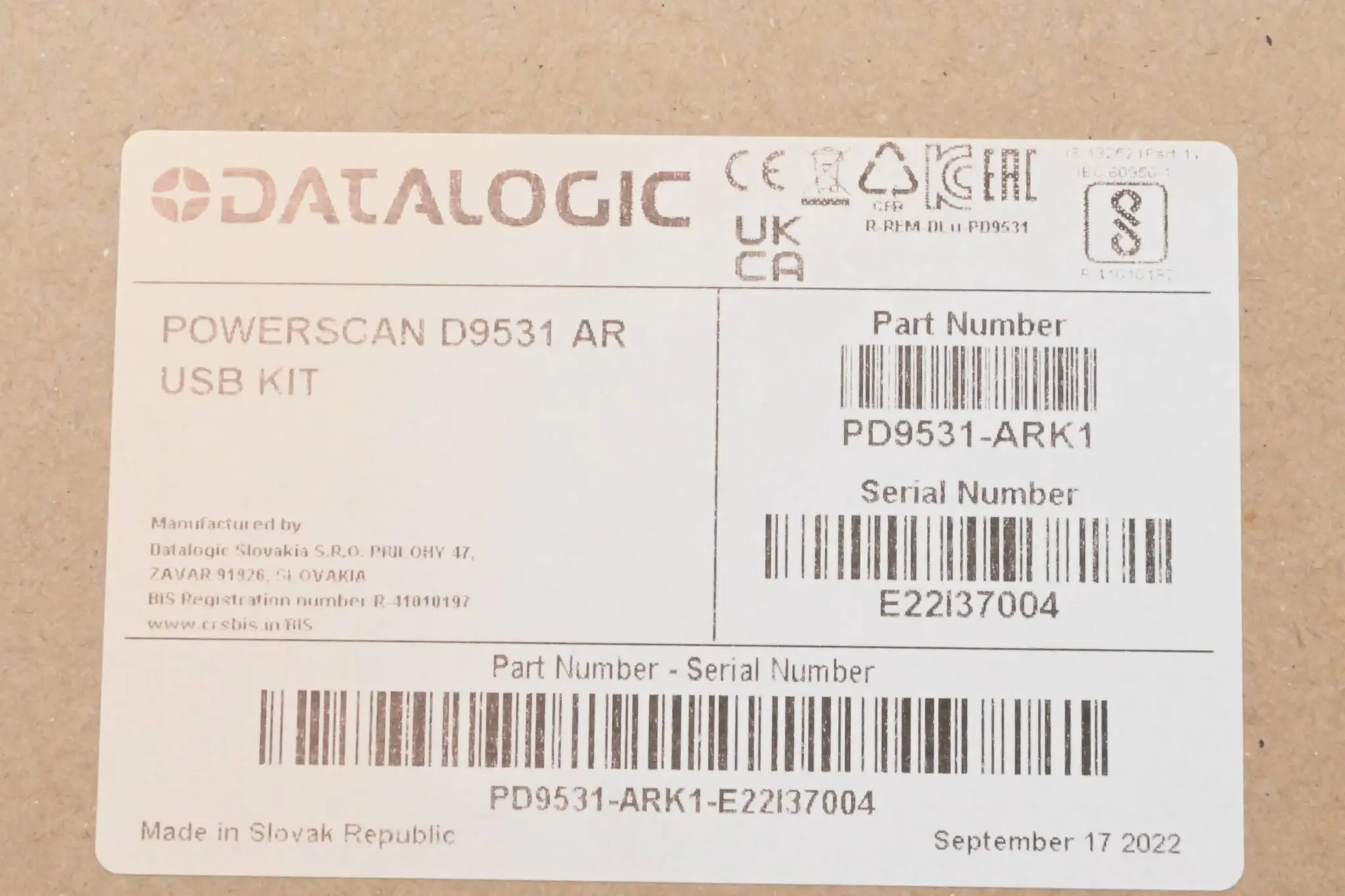 Produktfoto 1 von Datalogic Powerscan D9531 AR USB Kit ( PD9531-ARK1 )