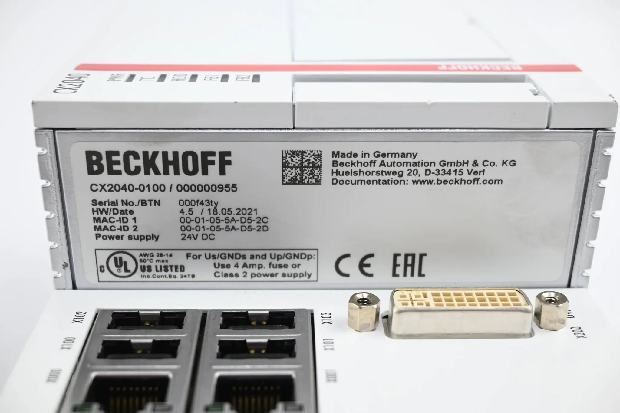 Produktfoto 1 von Beckhoff Embedded-PC-CPU-Modul CX2040-0100 / 000000955