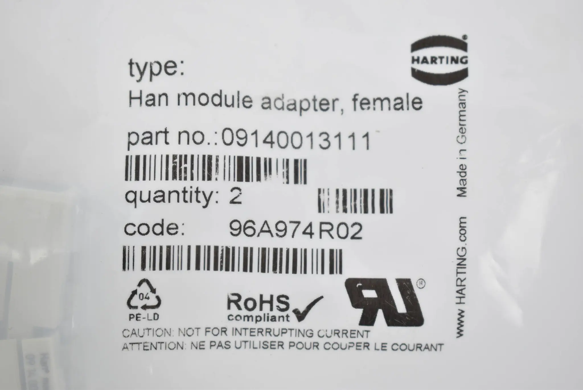 Produktfoto 1 von Harting Han Adapter Modul 09140013111