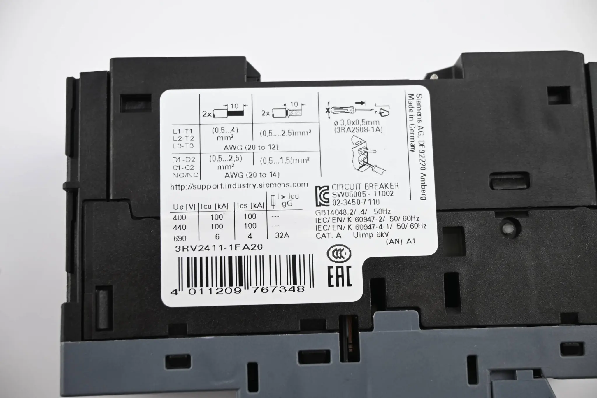 Produktfoto 1 von Siemens Sirius Leistungsschalter 3RV2411-1EA20 ( 3RV2 411-1EA20 )
