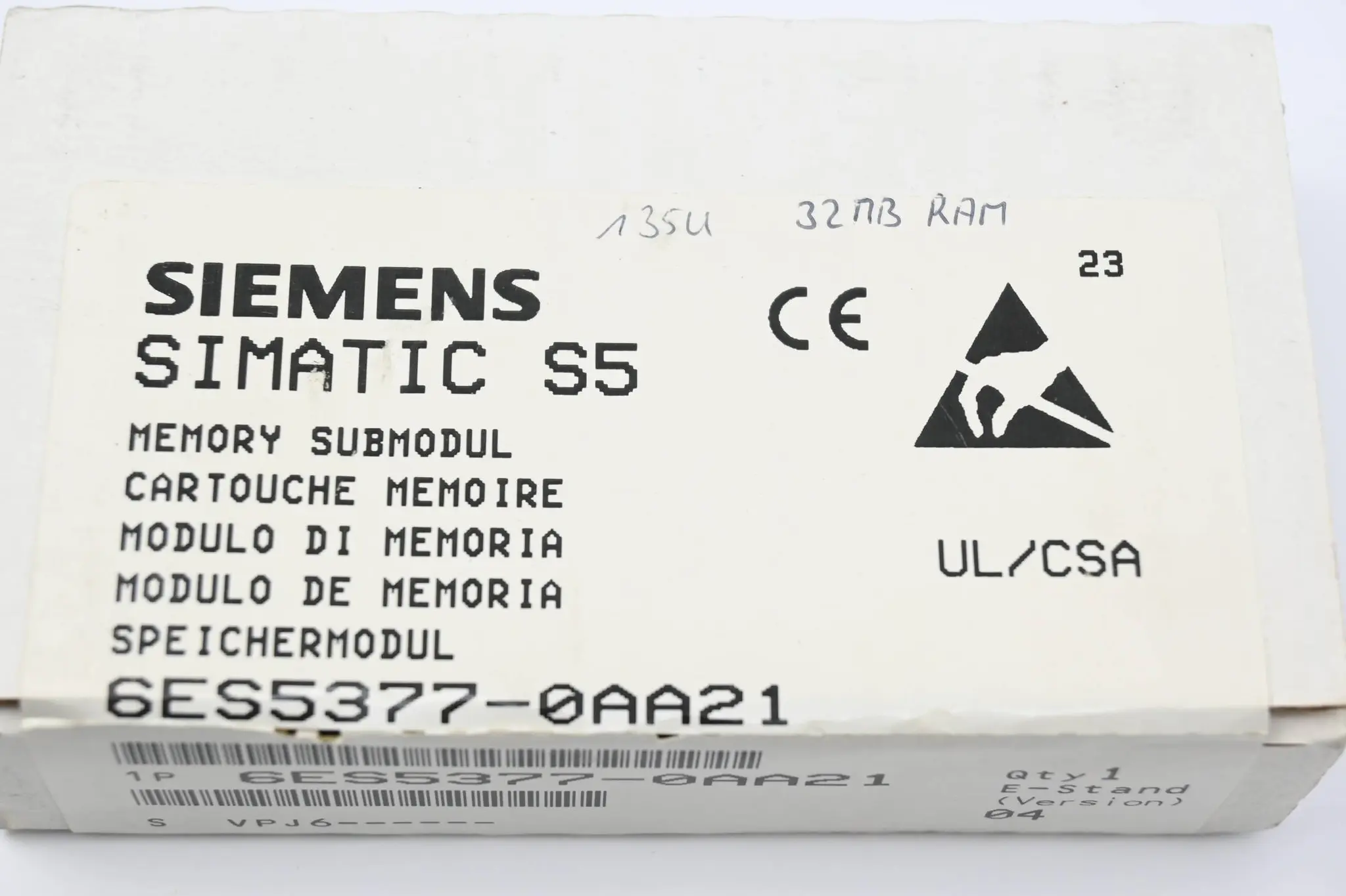 Produktfoto 1 von Siemens Simatic S5 Speichermodul 6ES5377-0AA21 ( 6ES5 377-0AA21 )