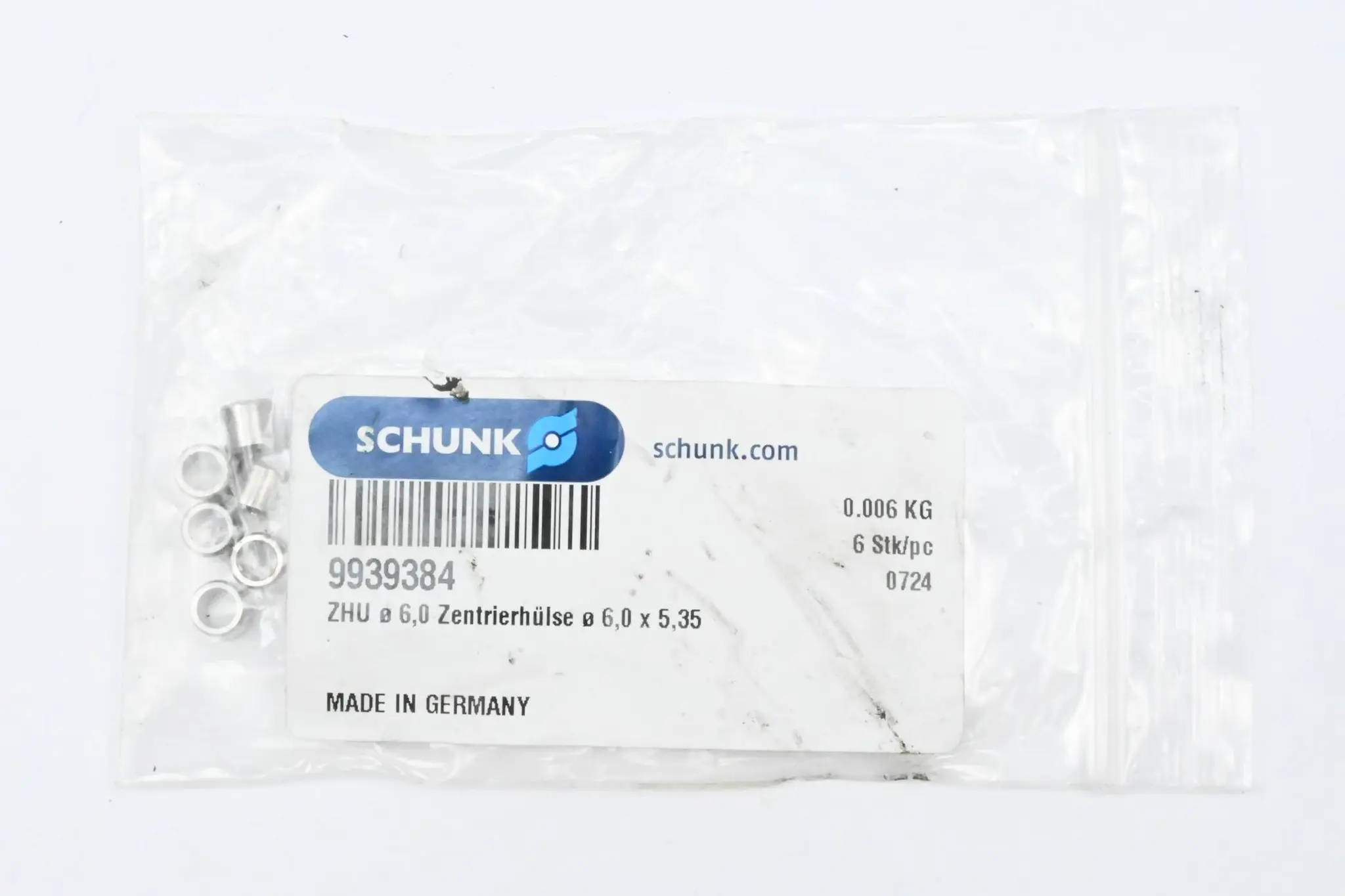 Produktfoto 1 von Schunk Zentrierhülse ZHU 6 - 6 Stück ( 9939384 )