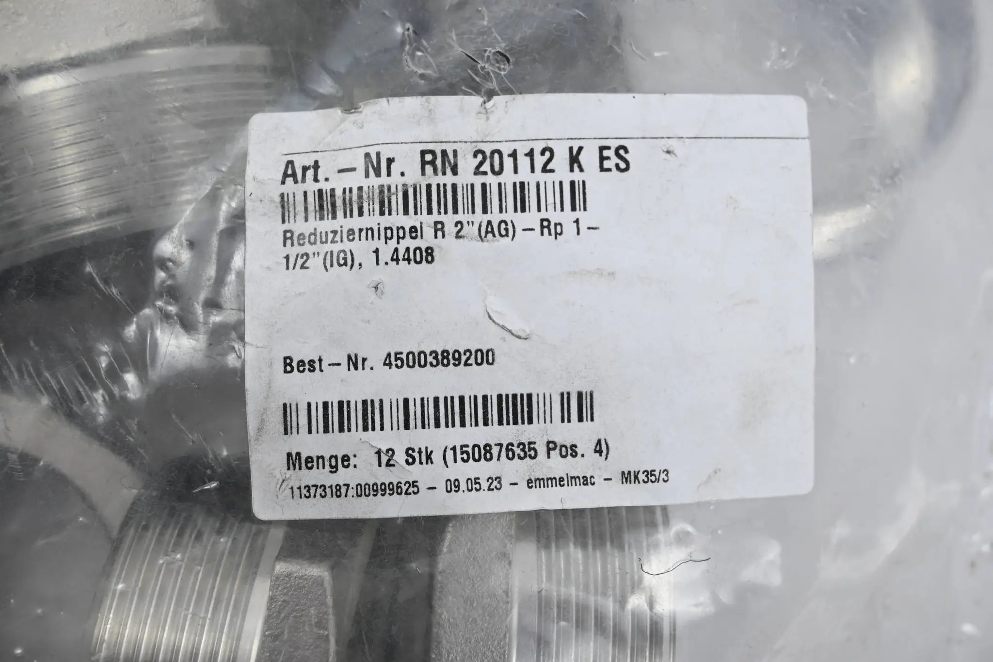 Produktfoto 1 von 12 Stück Reduziernippel R2"(AG)-Rp 1-1/2"(IG) RN 20112 K ES ( RN20112KES )