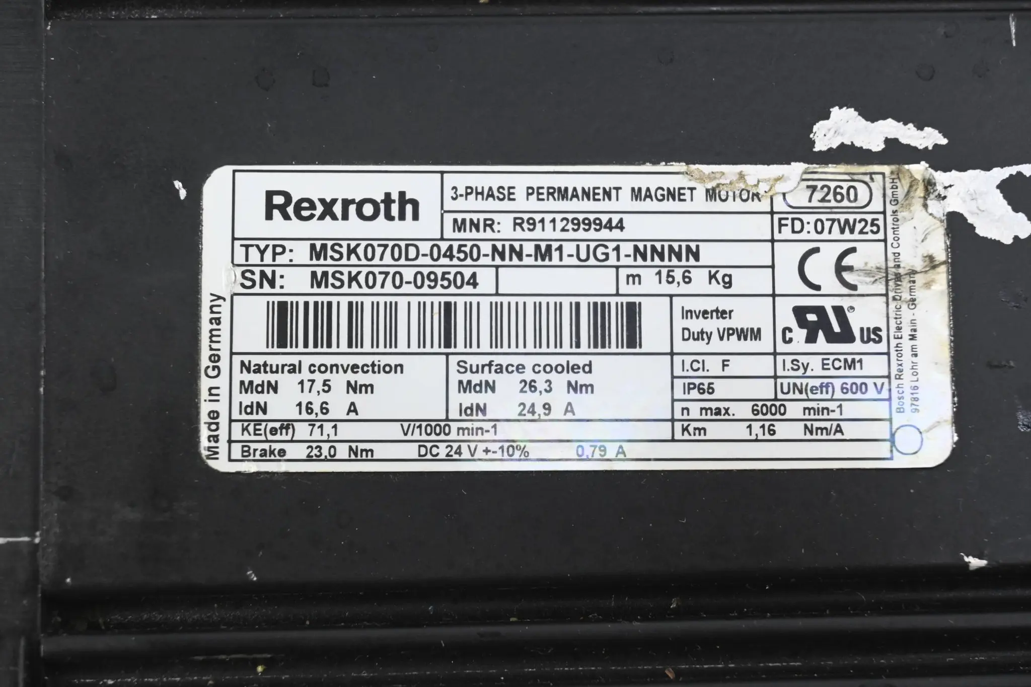 Produktfoto 1 von Rexroth Servomotor MSK070D-0450-NN-M1-UG1-NNNN ( R911299944 )
