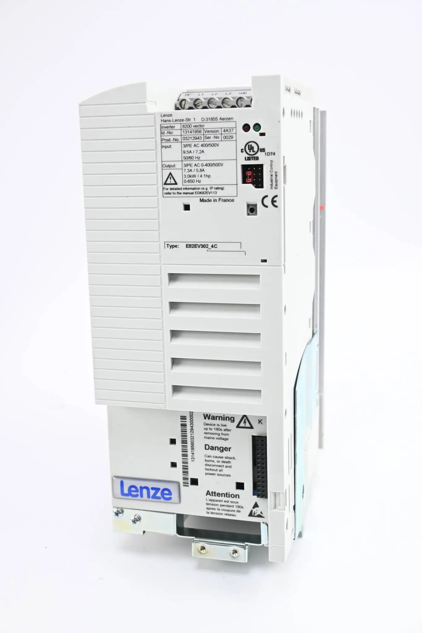 Produktfoto 1 von Lenze Frequenzumrichter E82EV302K4C ( E82EV302_4C ) 13141956 Ver. 4A37