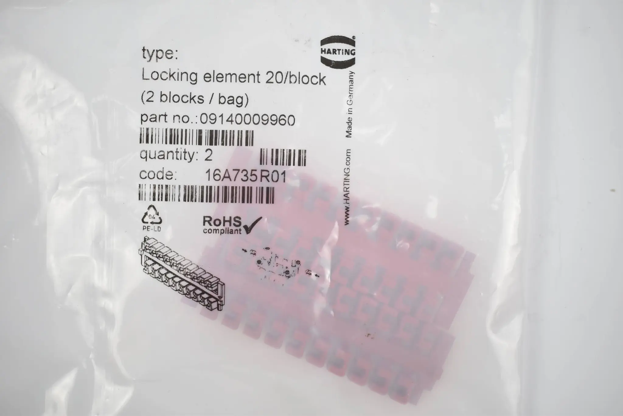 Produktfoto 1 von Harting Sperrelement 09140009960 ( 2 Blocks )