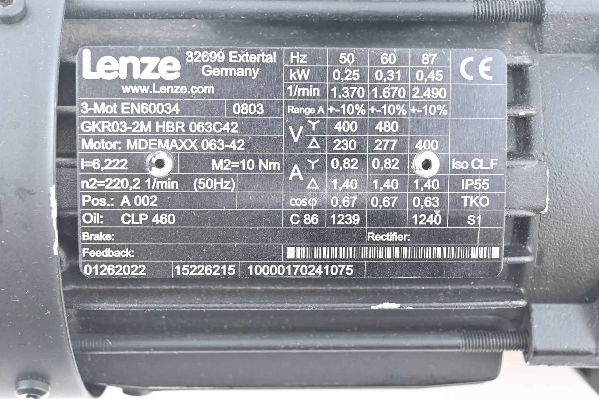 Produktfoto 1 von Lenze 3~ Motor MDEMAXX 063-42 inkl. Getriebe GKR03-2M HBR 063C42