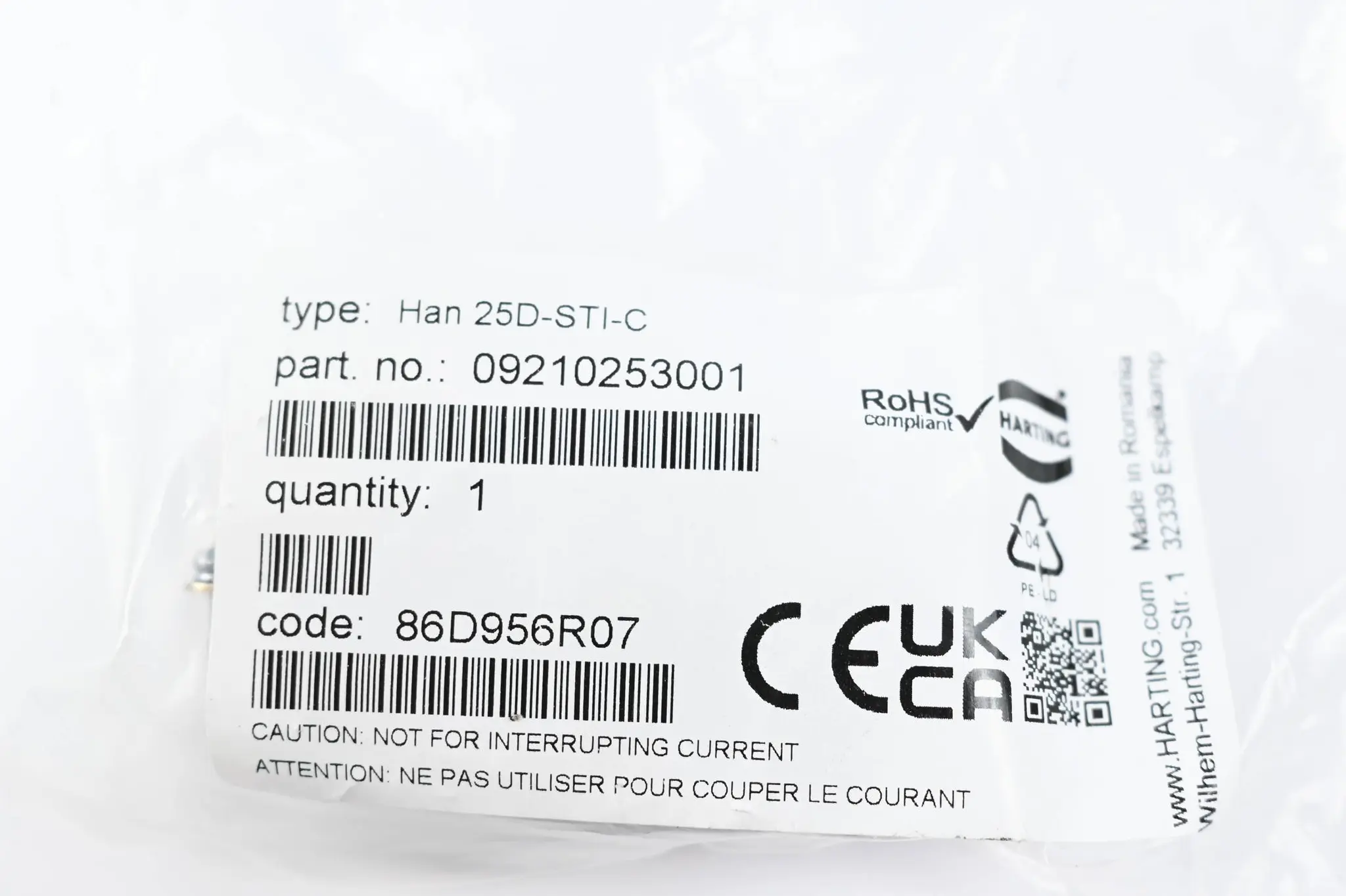 Produktfoto 1 von Harting Einsätze Han 25D-STI-C ( 09210253001 )