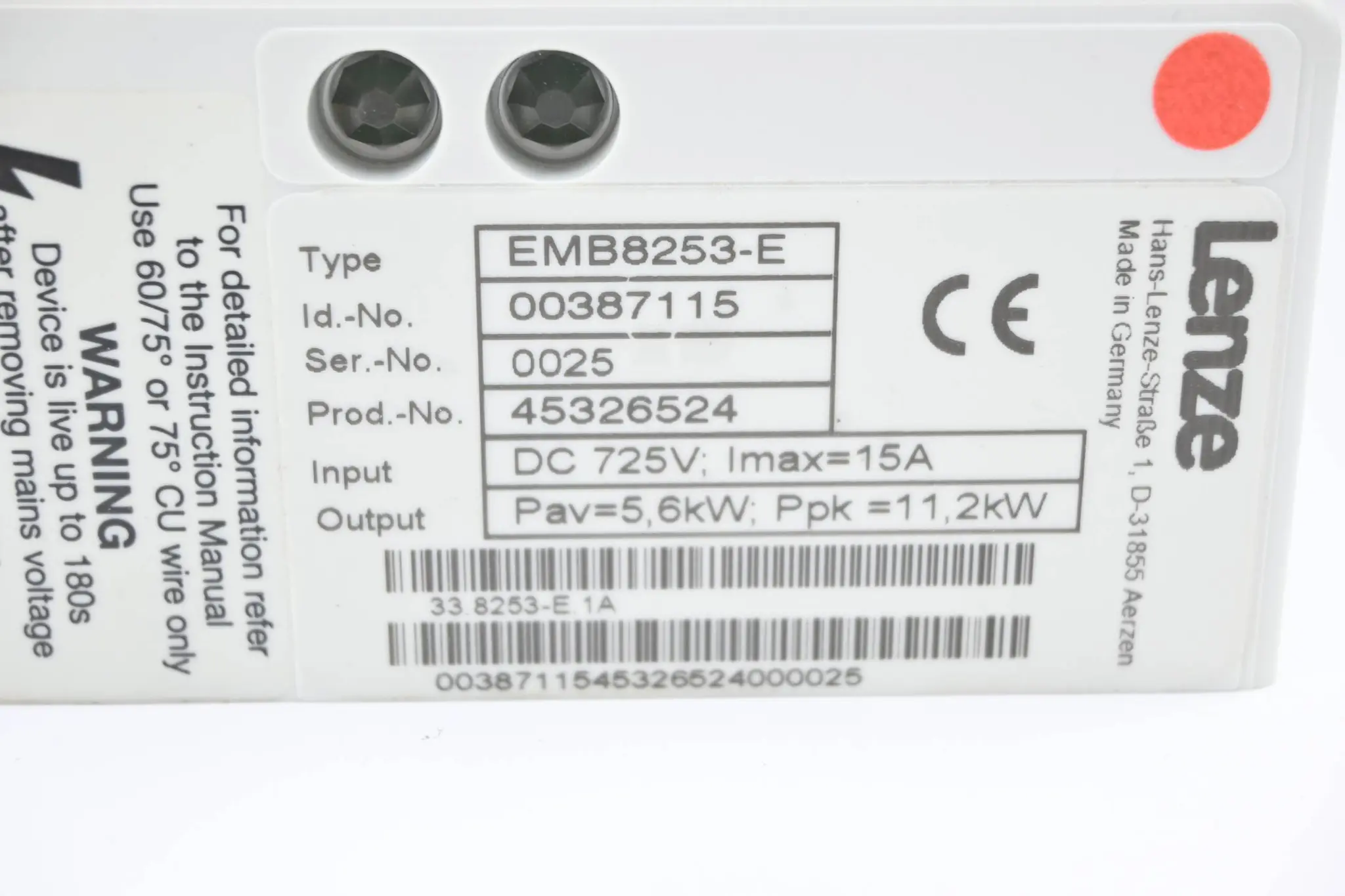 Produktfoto 1 von Lenze Bremseinheit EMB8253-E ( 00387115 )