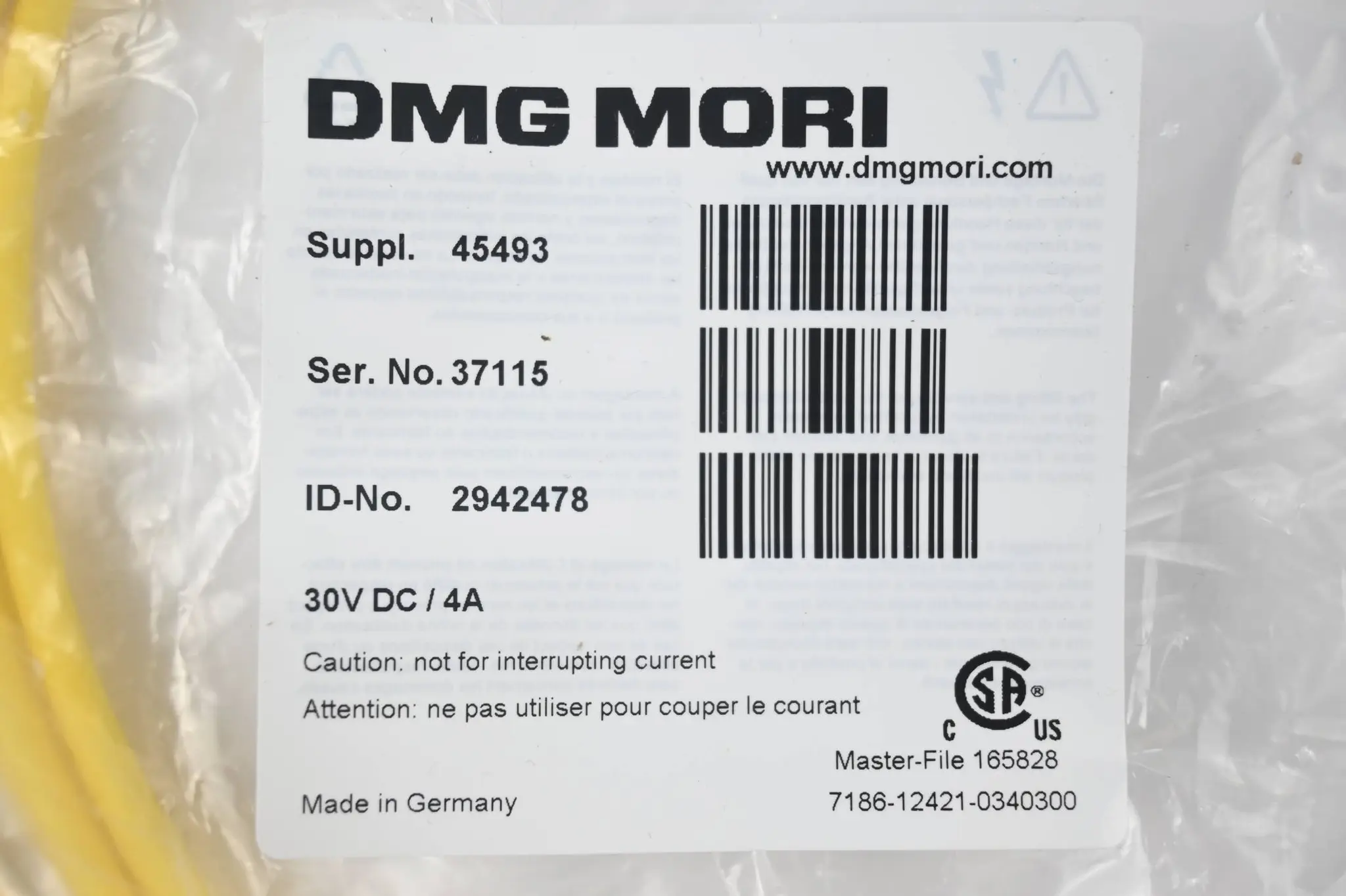 Produktfoto 1 von DMG Mori Kabel 45493 ( 2942478 ) 7286-12421-0340300