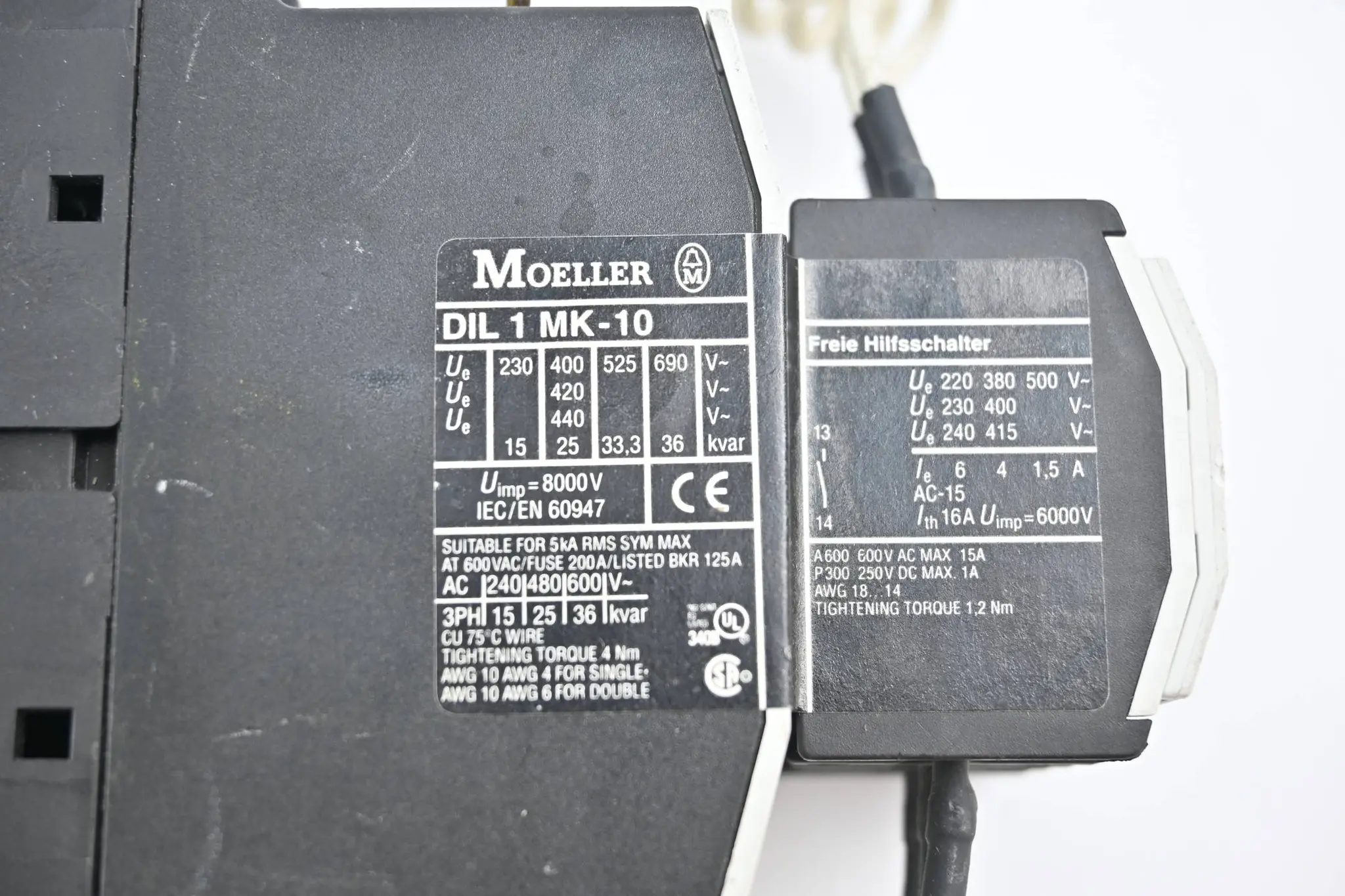 Produktfoto 1 von Klöckner Moeller Leistungsschütz DIL1MK-10 inkl. Hilfsschalter ( DIL 1 MK-10 )
