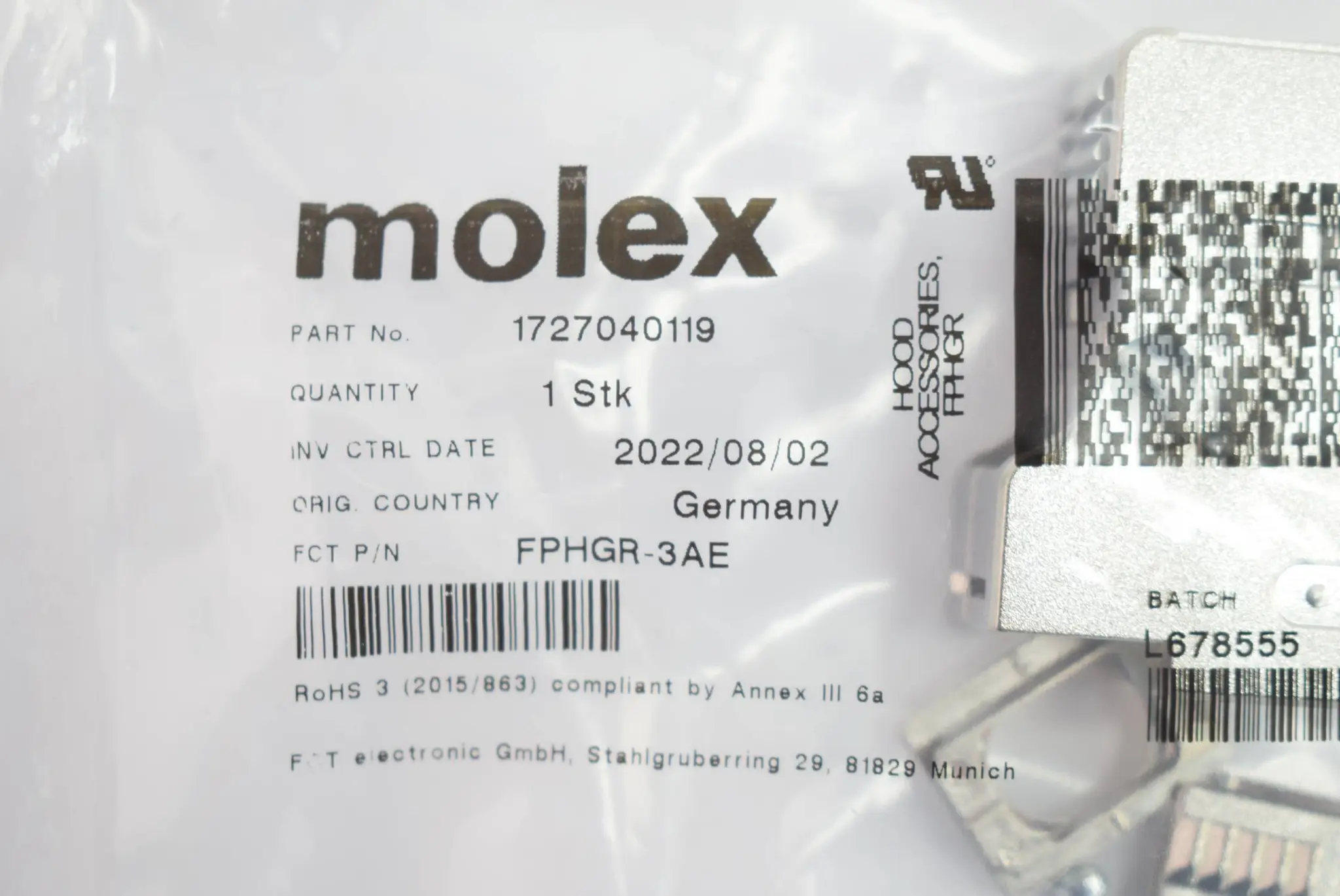Produktfoto 1 von Molex FPHGR-3AE ( 1727040119 )