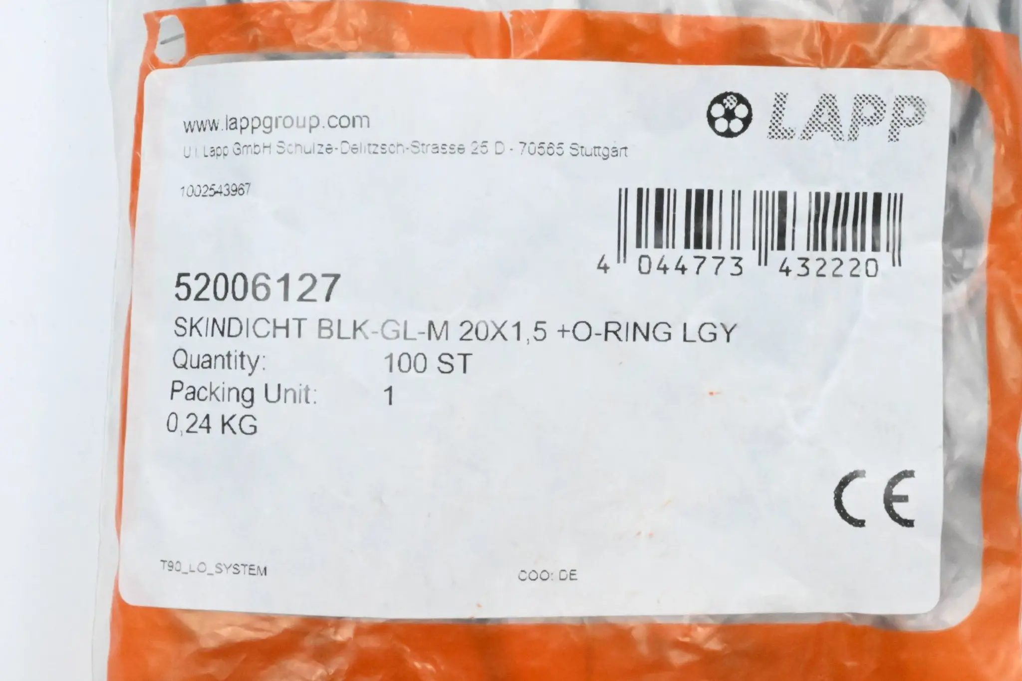 Produktfoto 1 von Lapp Skindicht BLK-GL-M 20X1,5 LGY Verschlussschraube M20 ( 52006127 ) 100 Stück