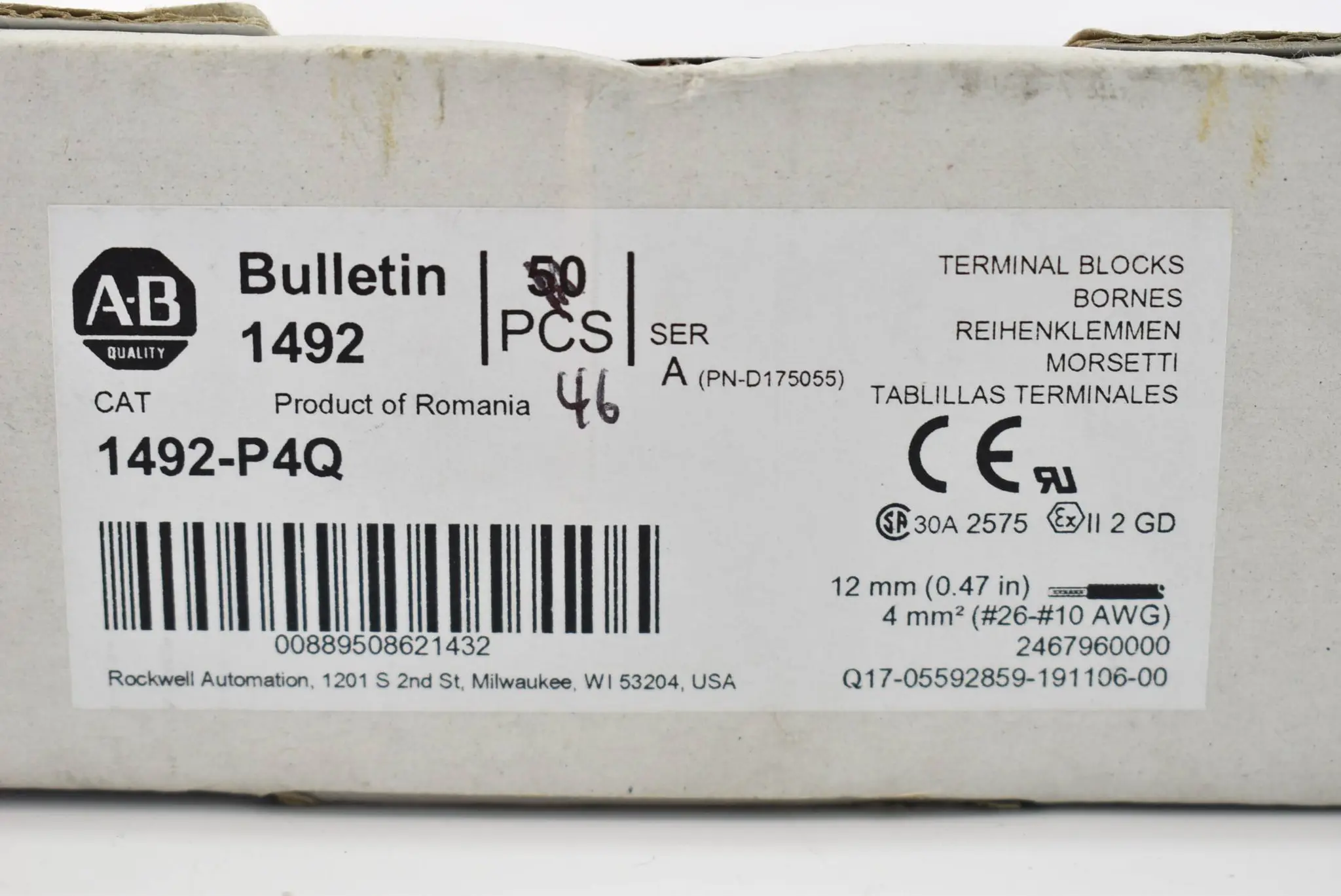 Produktfoto 1 von Allen-Bradley Reihenklemmen 1492-P4Q 46 Stück