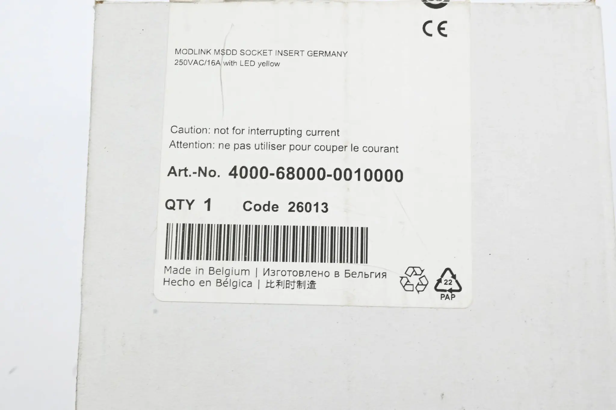 Produktfoto 1 von MURR Elektronik Steckdoseneinsatz 4000-68000-0010000