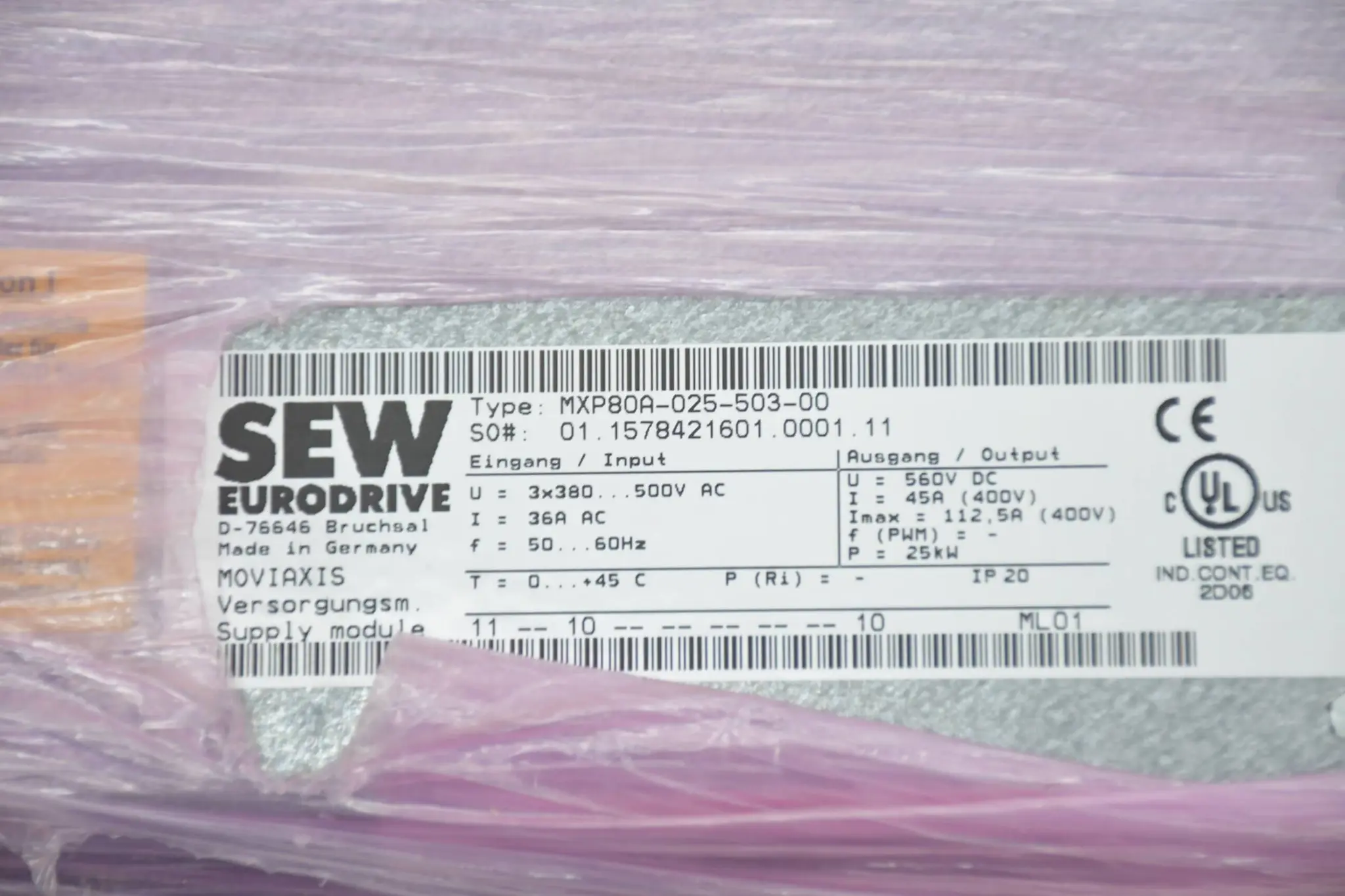 Produktfoto 1 von SEW Eurodrive Moviaxis Versorgungsmodul MXP80A-025-503-00