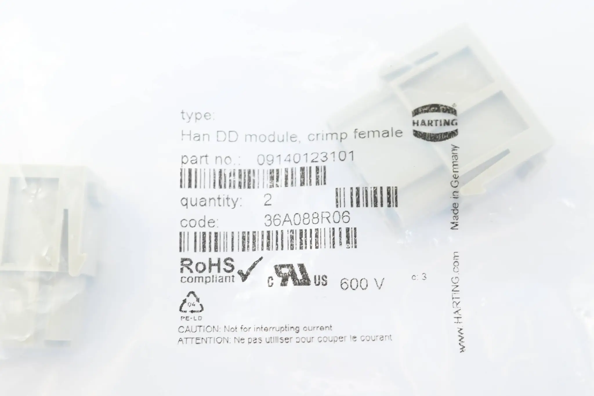 Produktfoto 1 von Harting Han DD module, crimp female ( 09140123101 )