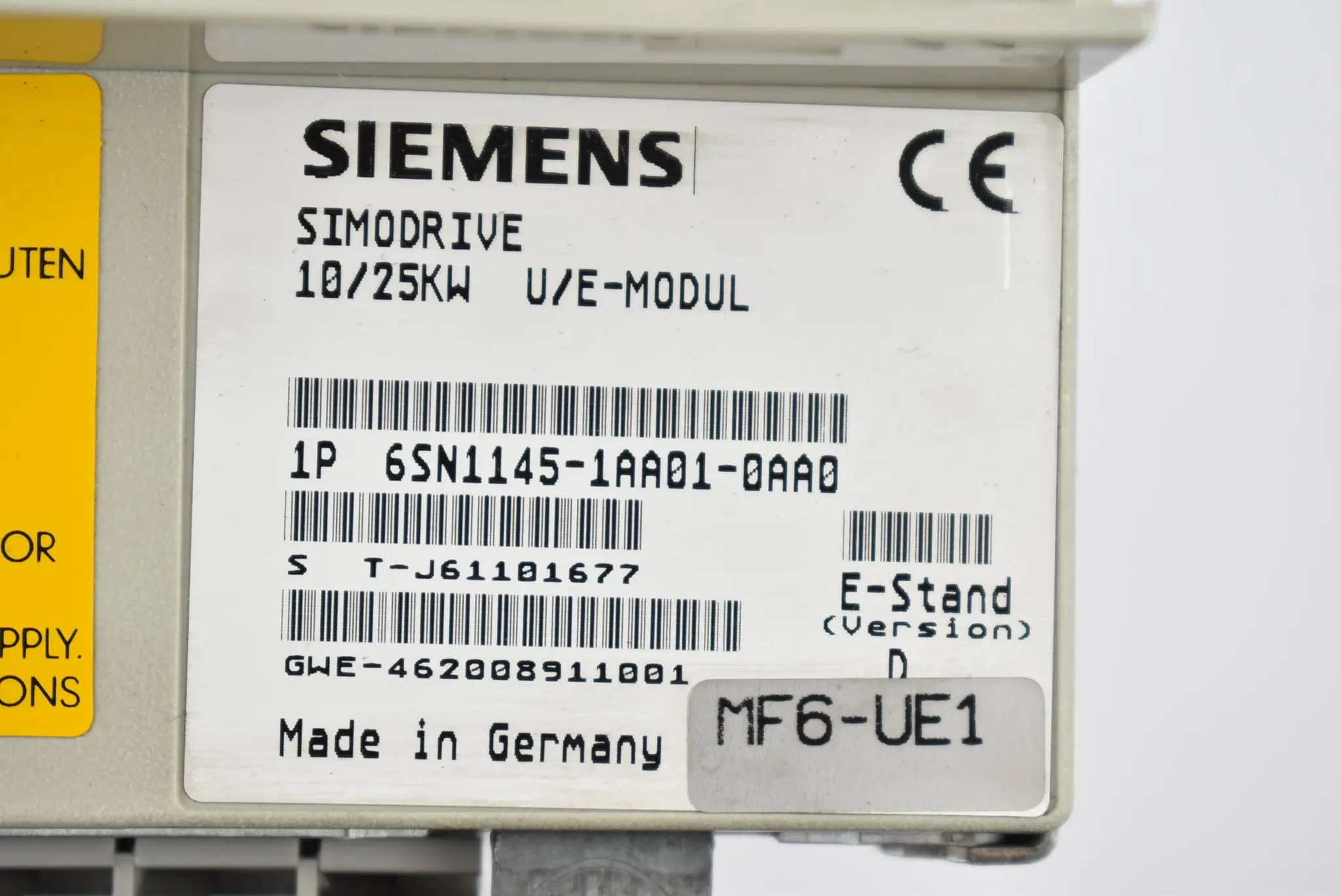 Produktfoto 1 von Siemens Simodrive 611 U/E-Modul 6SN1145-1AA01-0AA0 ( 6SN1 145-1AA01-0AA0 ) V. D