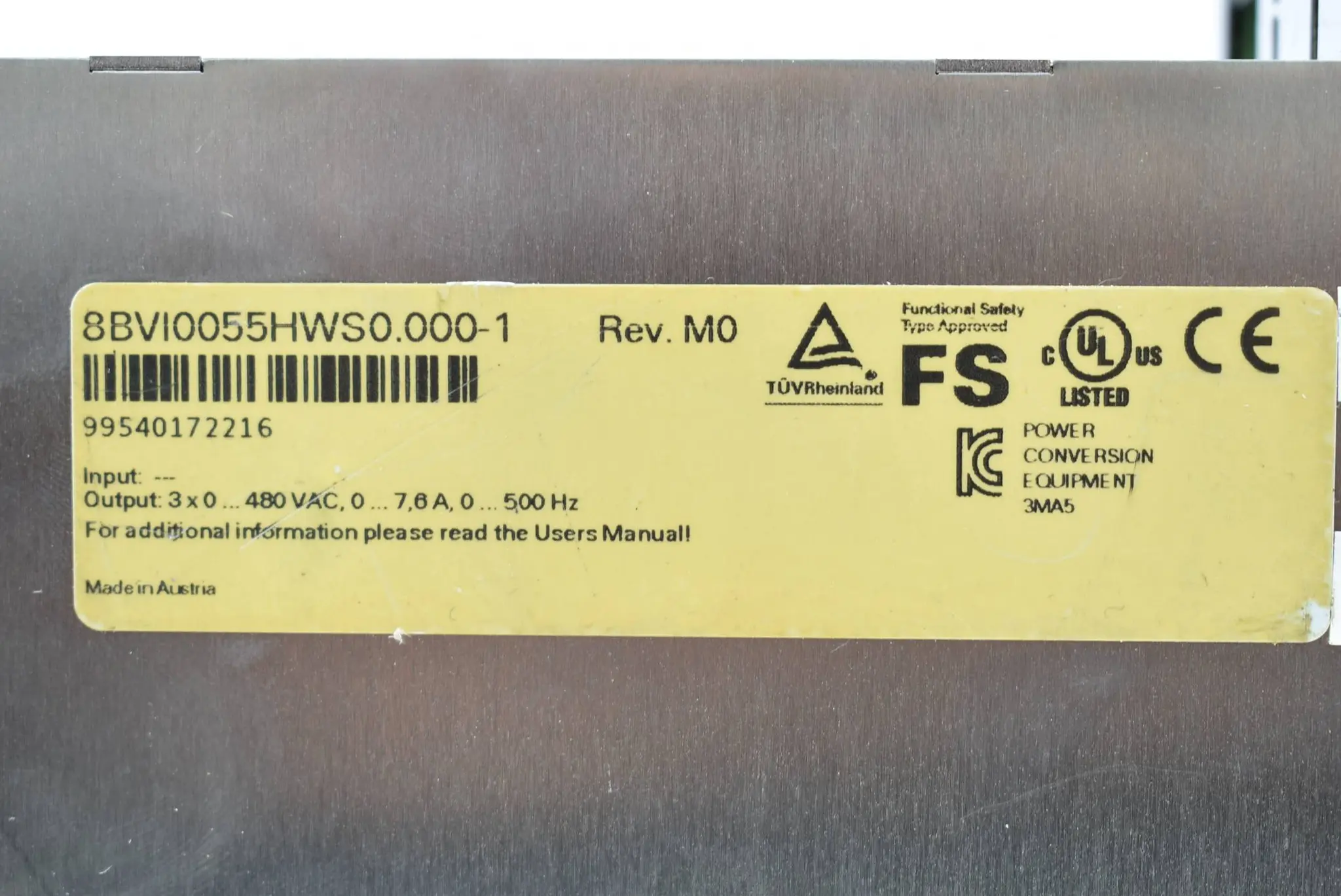 Produktfoto 1 von B&R automation Acoposmulti Wechselrichtermodul 7,6 A 8BVI0055HWS0.000-1 Rev. M0