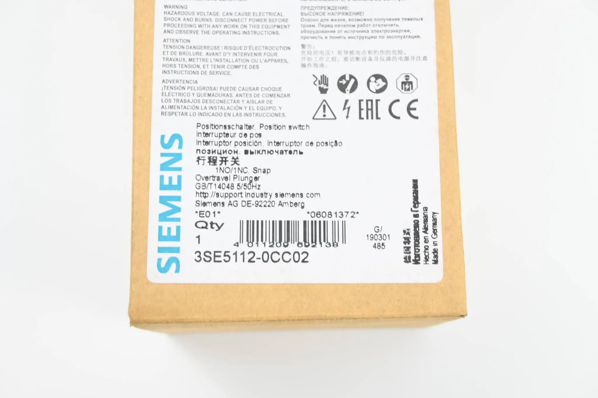 Produktfoto 1 von Siemens Positionsschalter 3SE5112-0CC02 ( 3SE5 112-0CC02 )