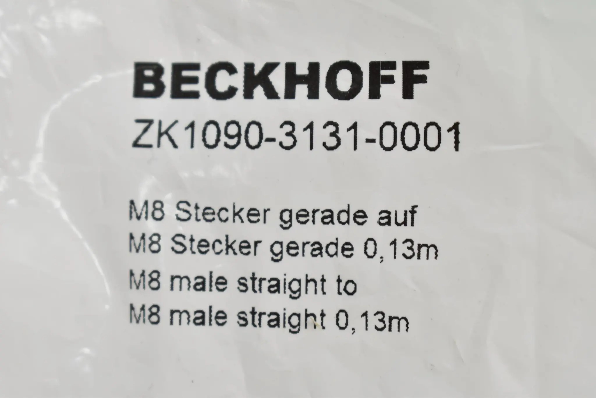Produktfoto 1 von Beckhoff EtherCAT-Leitung PUR AWG 26 M8 Stecker 0,13 m ZK1090-3131-0001
