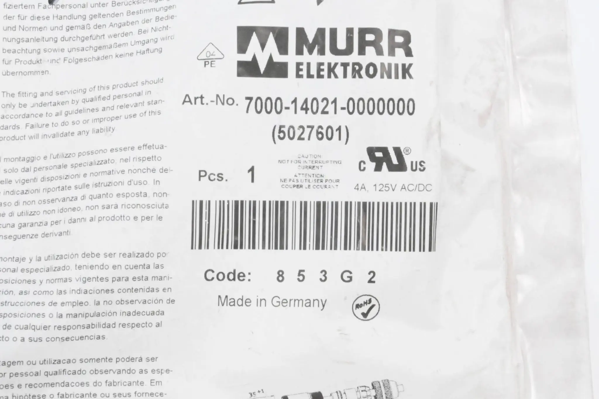 Produktfoto 1 von Murr Elektronik Schraubklemmanschluss 7000-14021-0000000