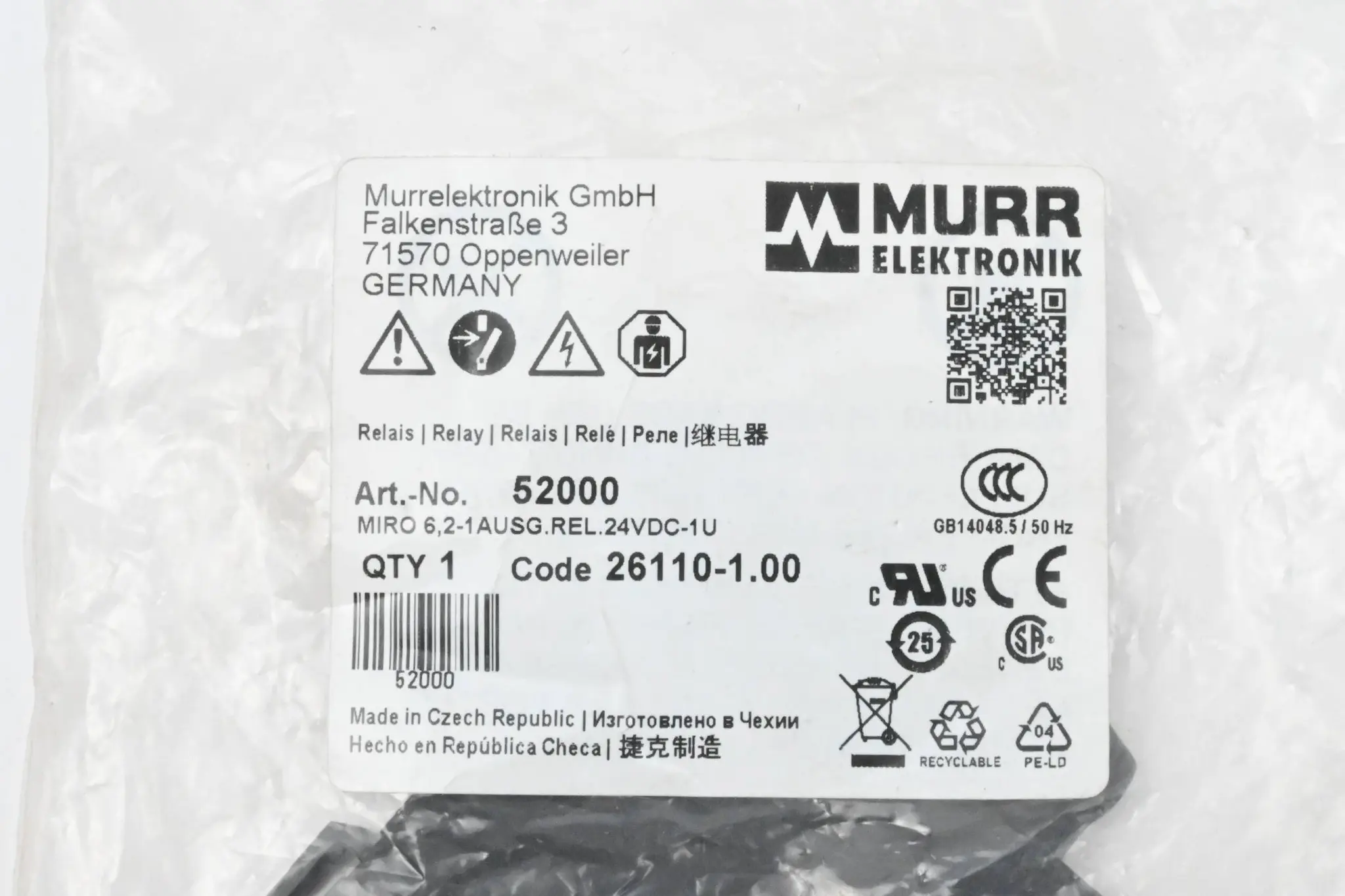 Produktfoto 1 von Murr Elektronik MIRO 6,2 24VDC-1U Ausgangsrelais ( 52000 )