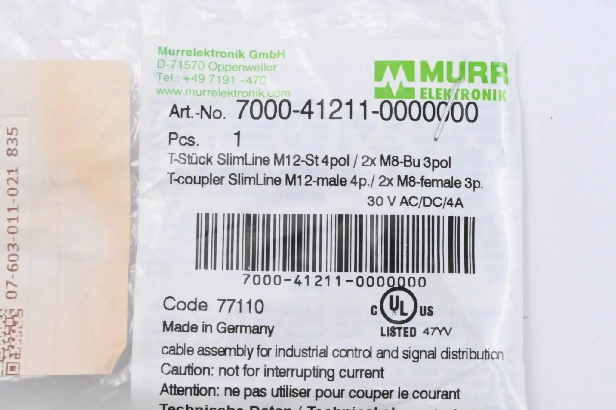Produktfoto 1 von Murr Elektronik T-Stück SlimLine M12/2xM8 ( 7000-41211-0000000 )