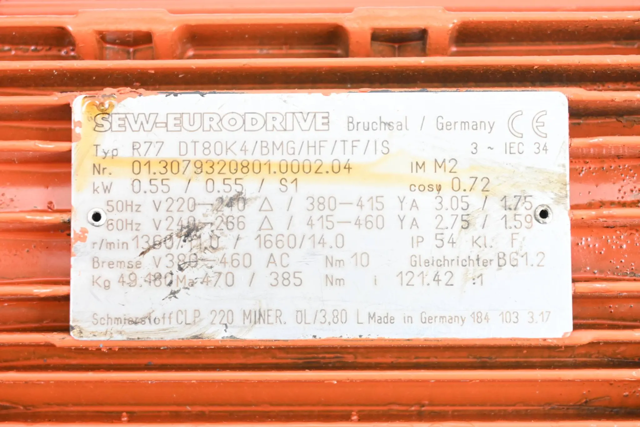 Produktfoto 1 von SEW-Eurodrive 3~ Getriebemotor R77DT80K4/BMG/HF/TF/IS / R77 DT80K4/BMG/HF/TF/IS