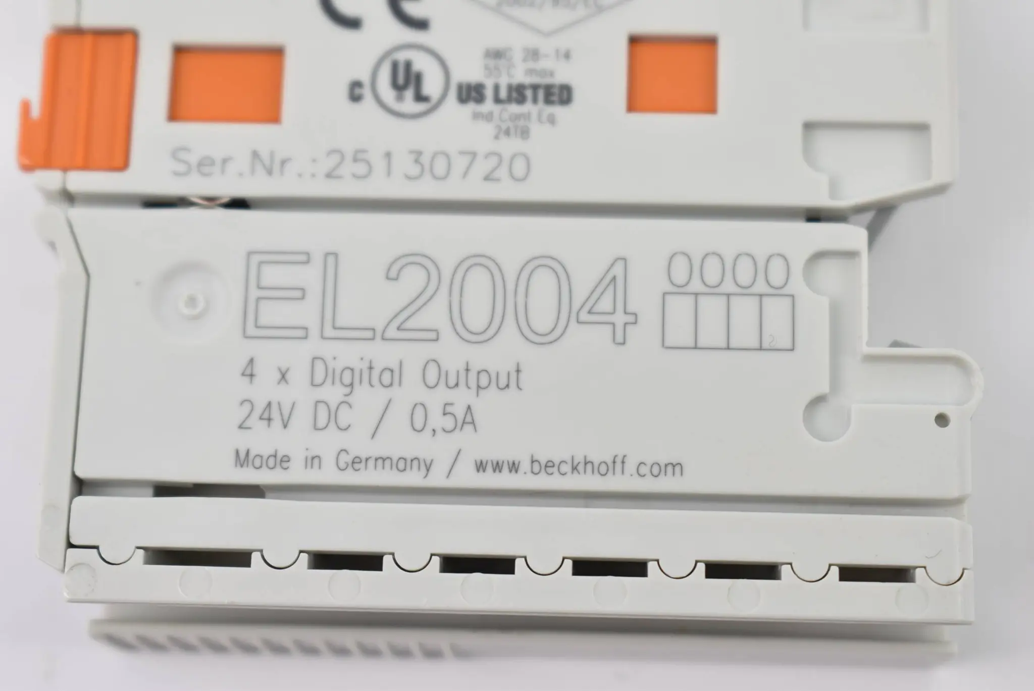 Produktfoto 1 von Beckhoff EtherCAT-Klemme 4-Kanal-Digital-Ausgang 24VDC 0,5A EL2004 ( EL 2004 )