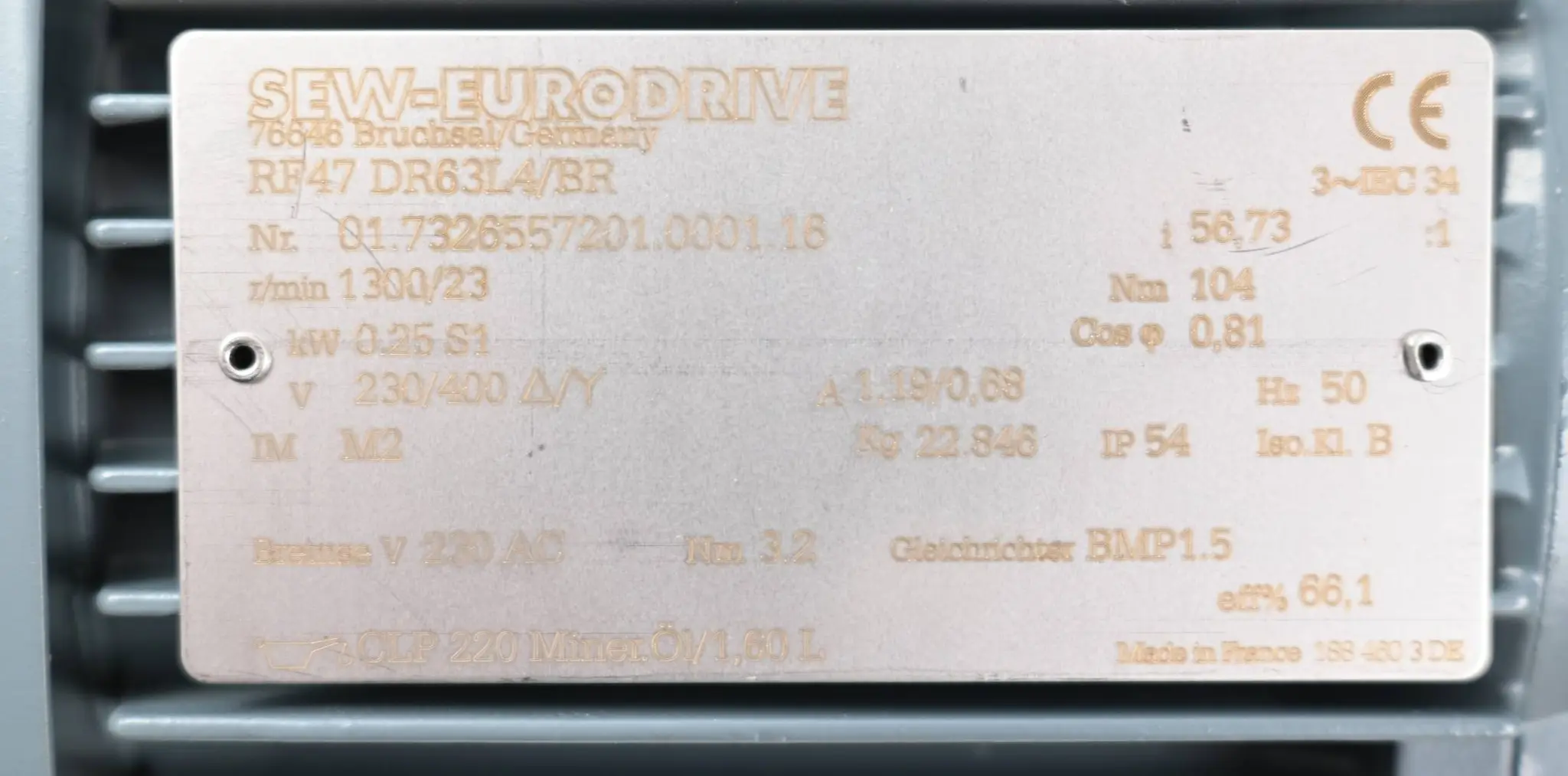 Produktfoto 1 von SEW-Eurodrive Getriebemotor RF47 DR63L4/BR