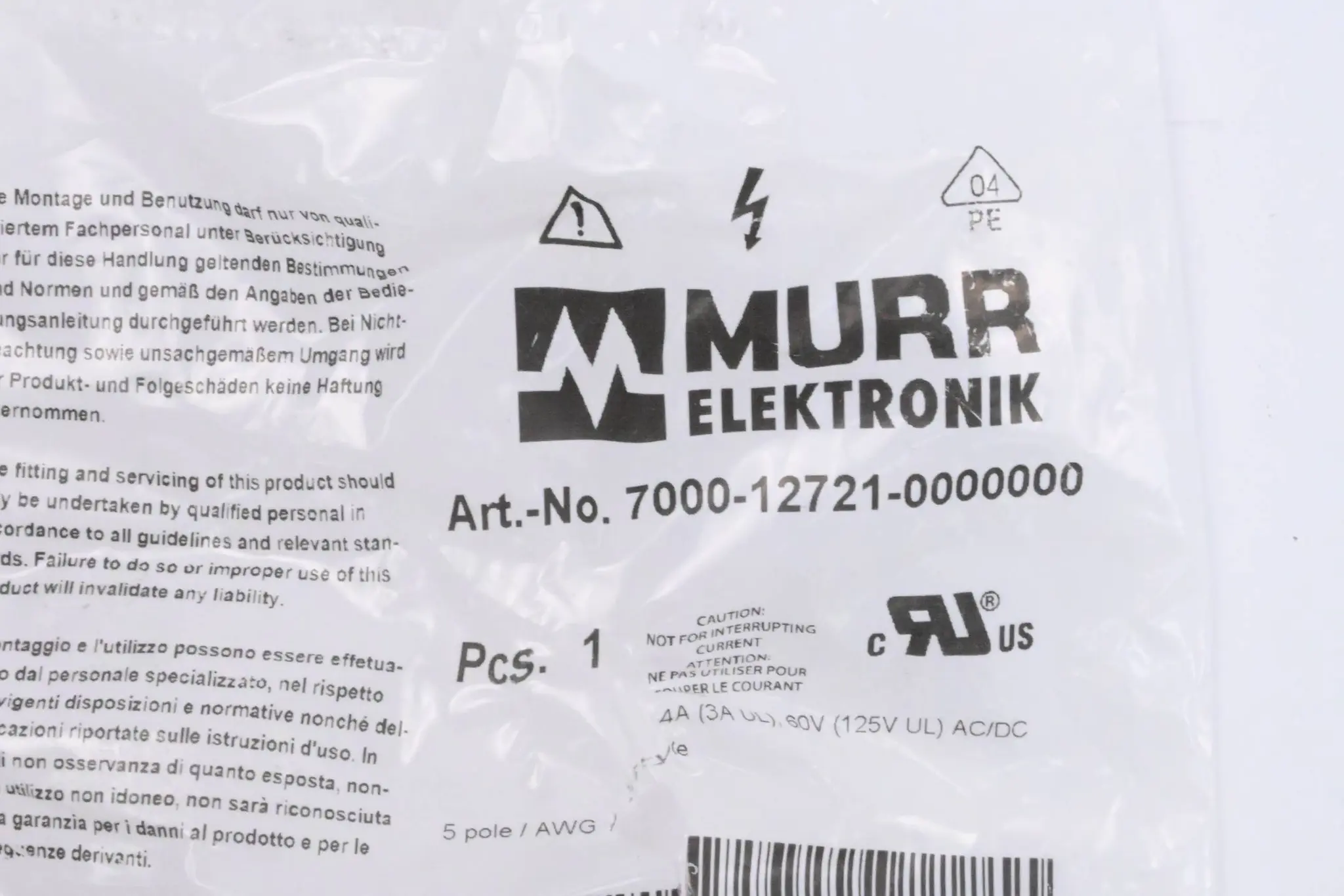 Produktfoto 1 von WARUM NICHT VERSIEGELT? Murr Elektronik Schraubklemmanschluss 7000-12721-0000000