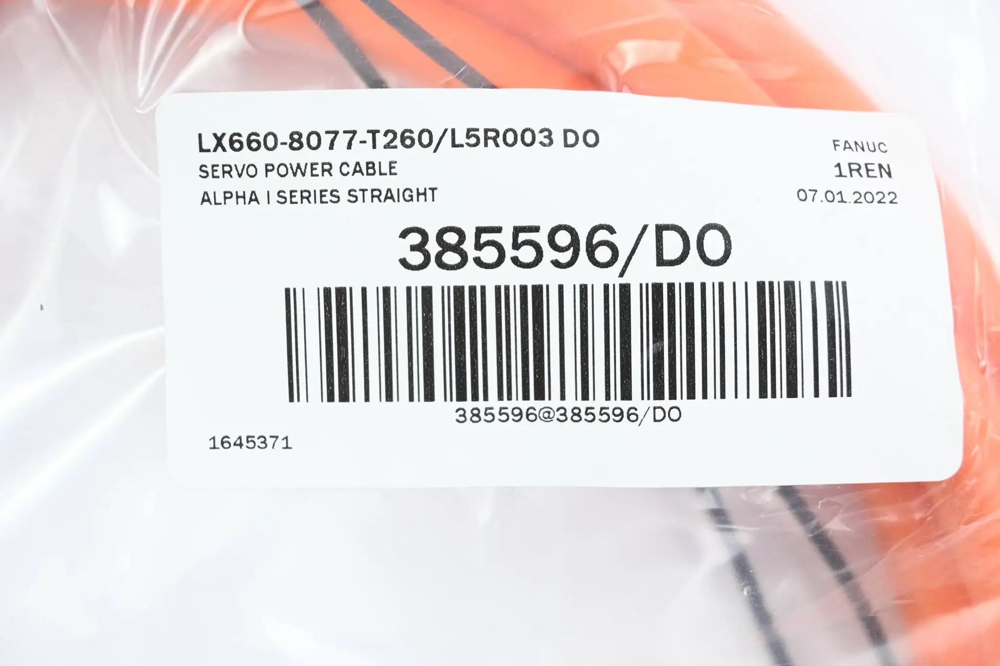 Produktfoto 1 von Fanuc Servo Power Kabel LX660-8077-T260/L5R003 D0 ( 385596/DO )