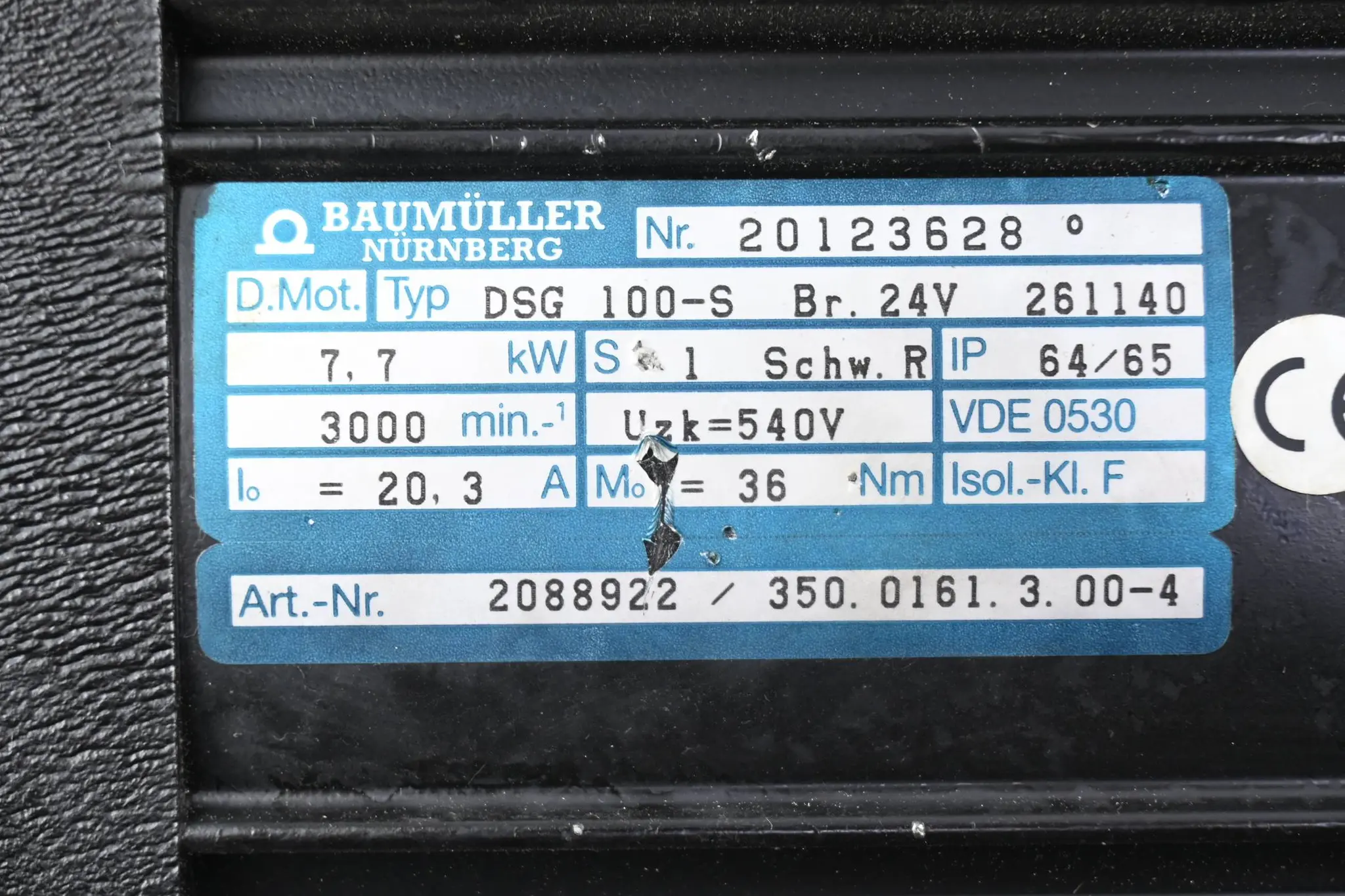 Produktfoto 1 von Baumüller Nürnberg Servomotor DSG 100-S ( DSG100-S ) 2088922
