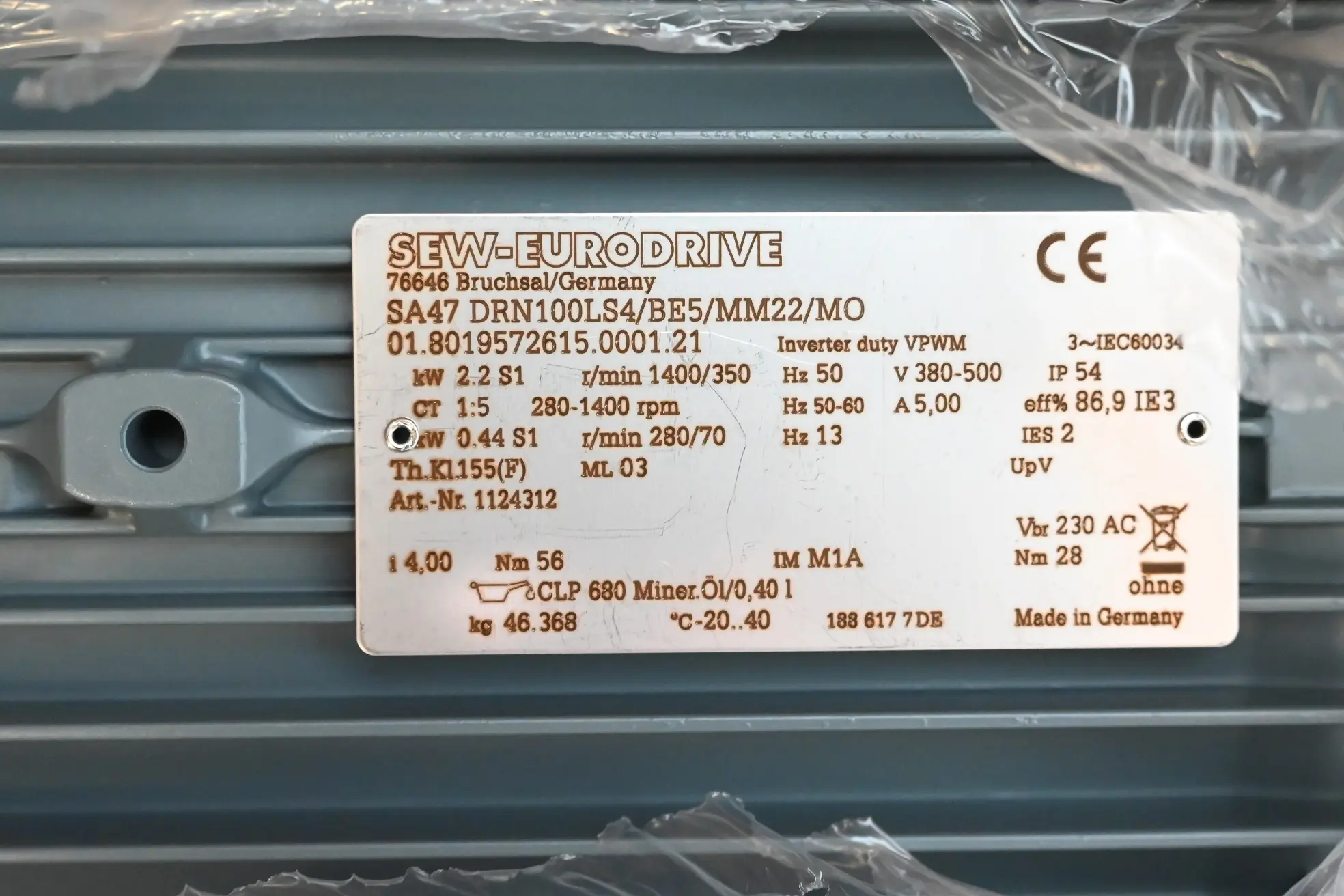 Produktfoto 1 von SEW Getriebemotor SA47 DRN100LS4/BE5/MM22/MO ( SA47DRN100LS4/BE5/MM22/MO )
