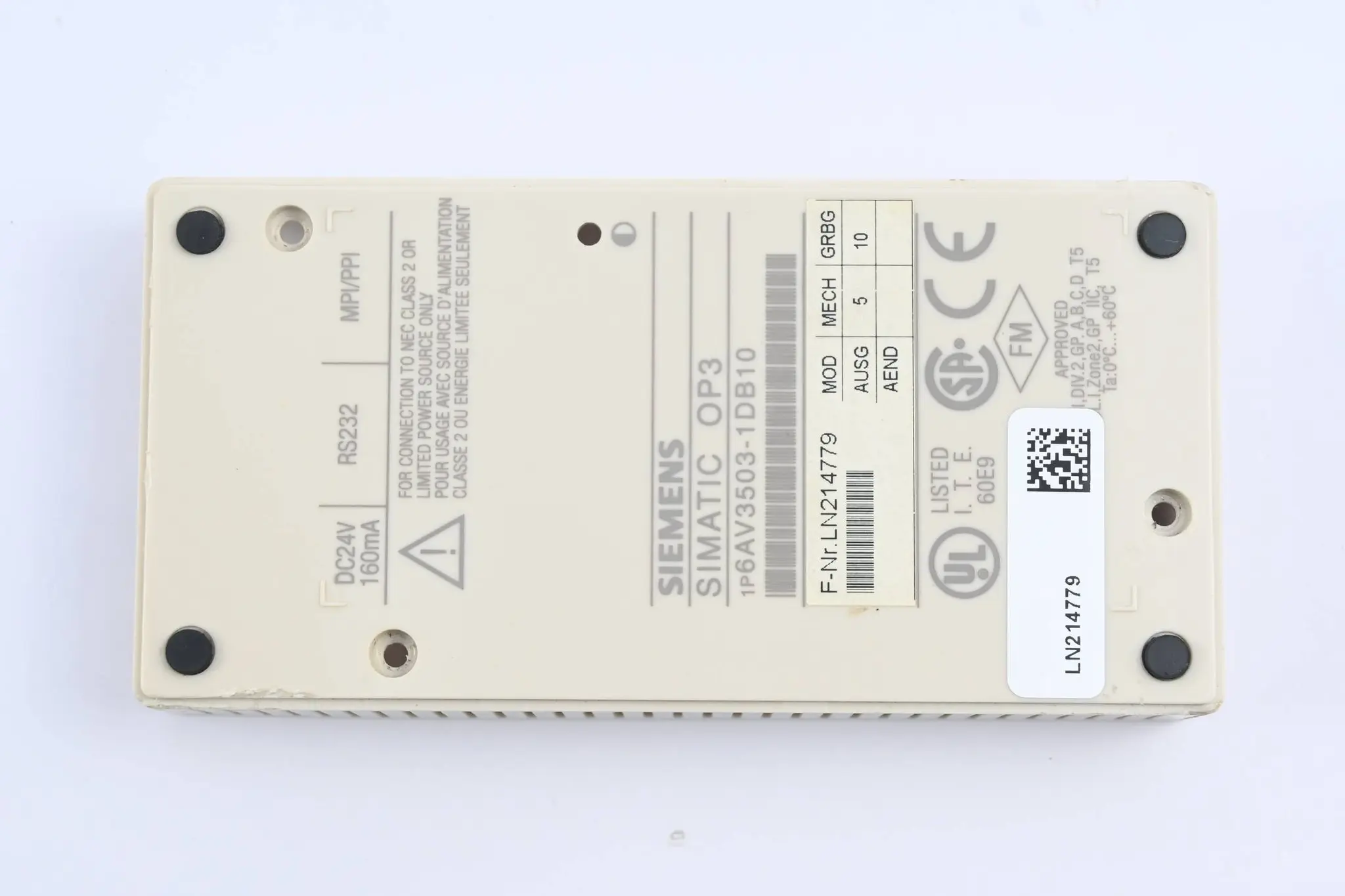 Produktfoto 1 von Siemens Frontcover und Backcover für Simatic OP3 6AV3503-1DB10 Zustand B